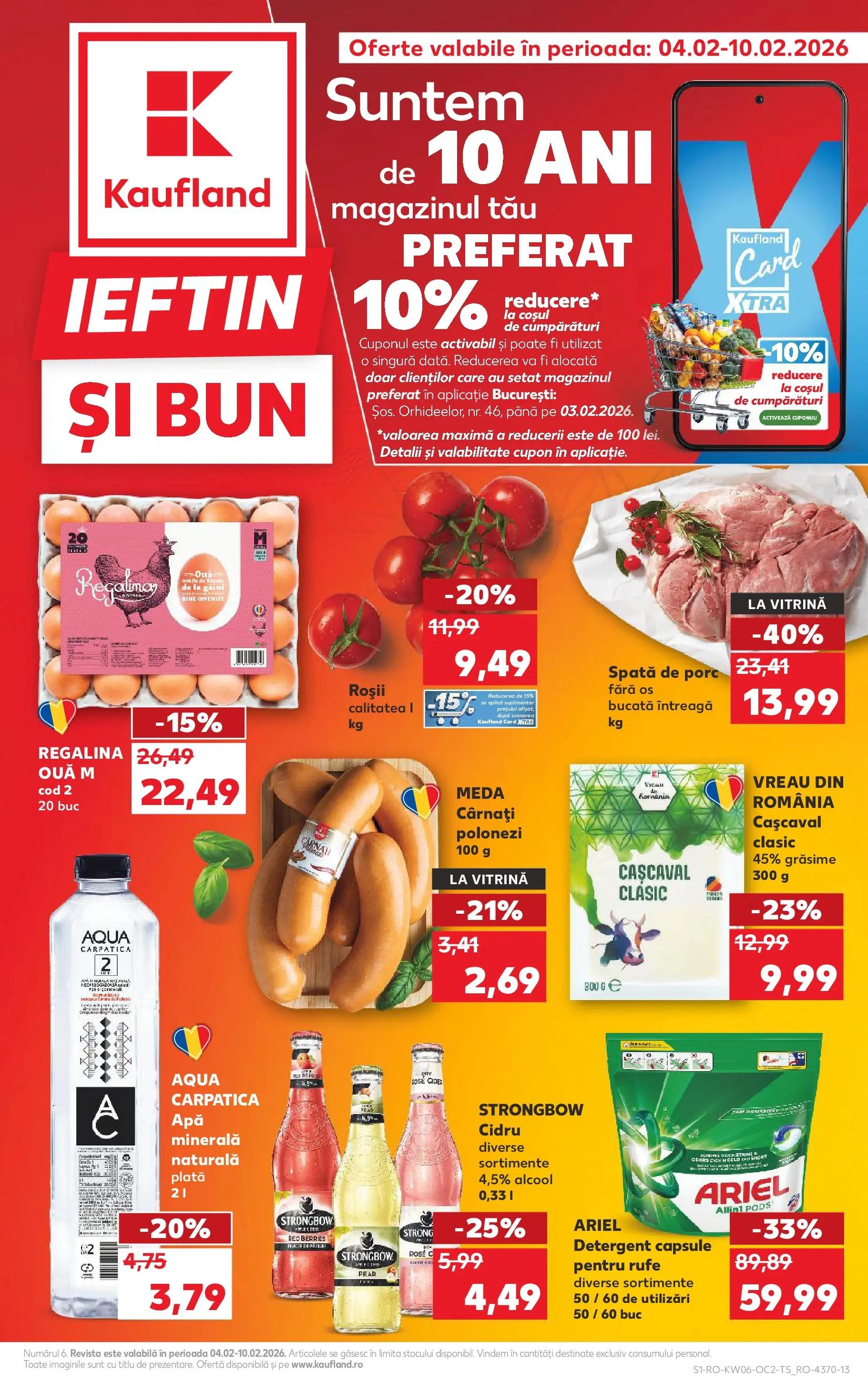 Catalog Kaufland 4 - 9 Februarie 2026 | Pagina 1 | Produse: Cașcaval, Roșii, Detergent, Apă