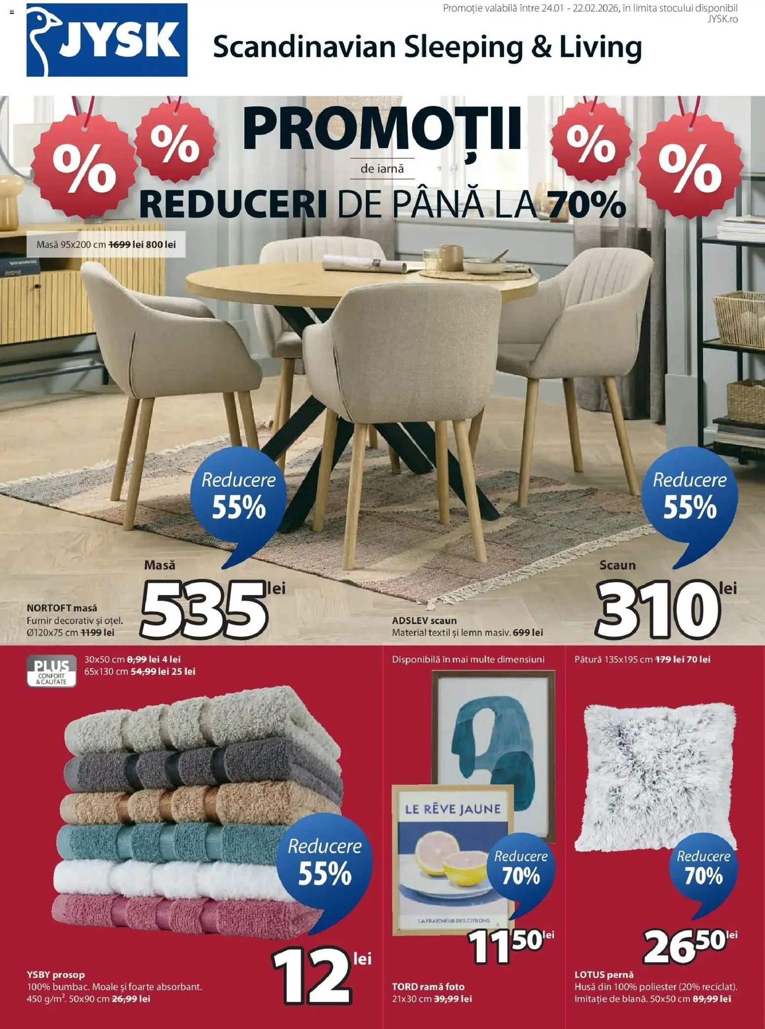 Catalog JYSK 24 Ianuarie - 21 Februarie 2026 | Pagina 1 | Produse: Pătură, Masă, Scaun, Ramă foto