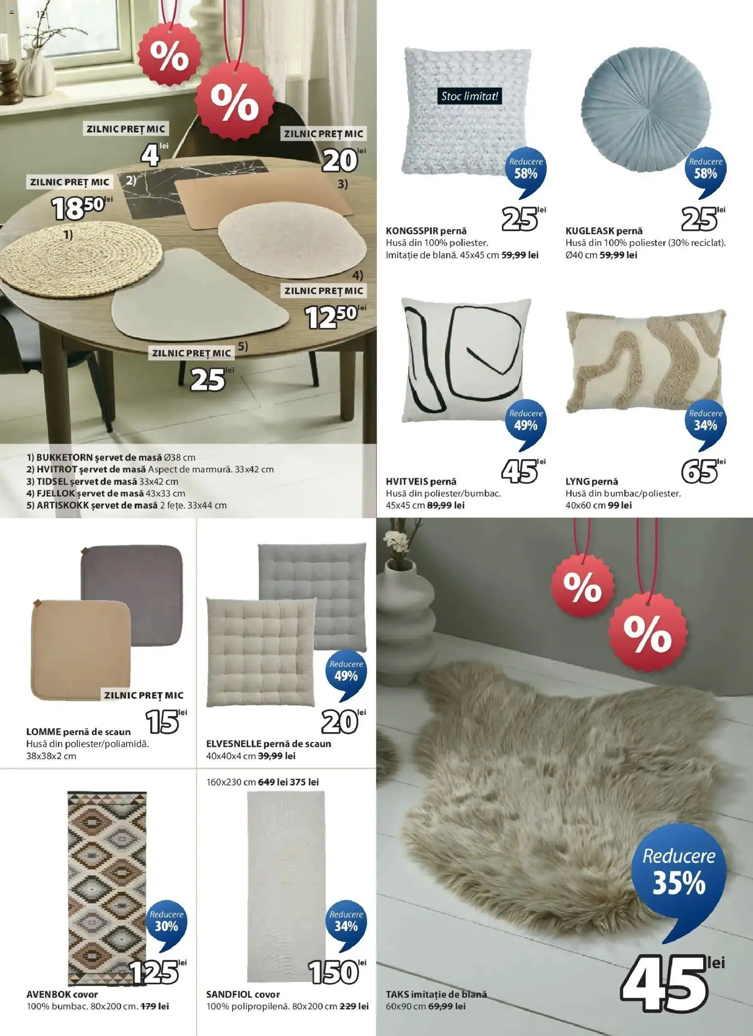Catalog JYSK 24 Ianuarie - 21 Februarie 2026 | Pagina 12 | Produse: Pernă, Masă, Scaun, Covor