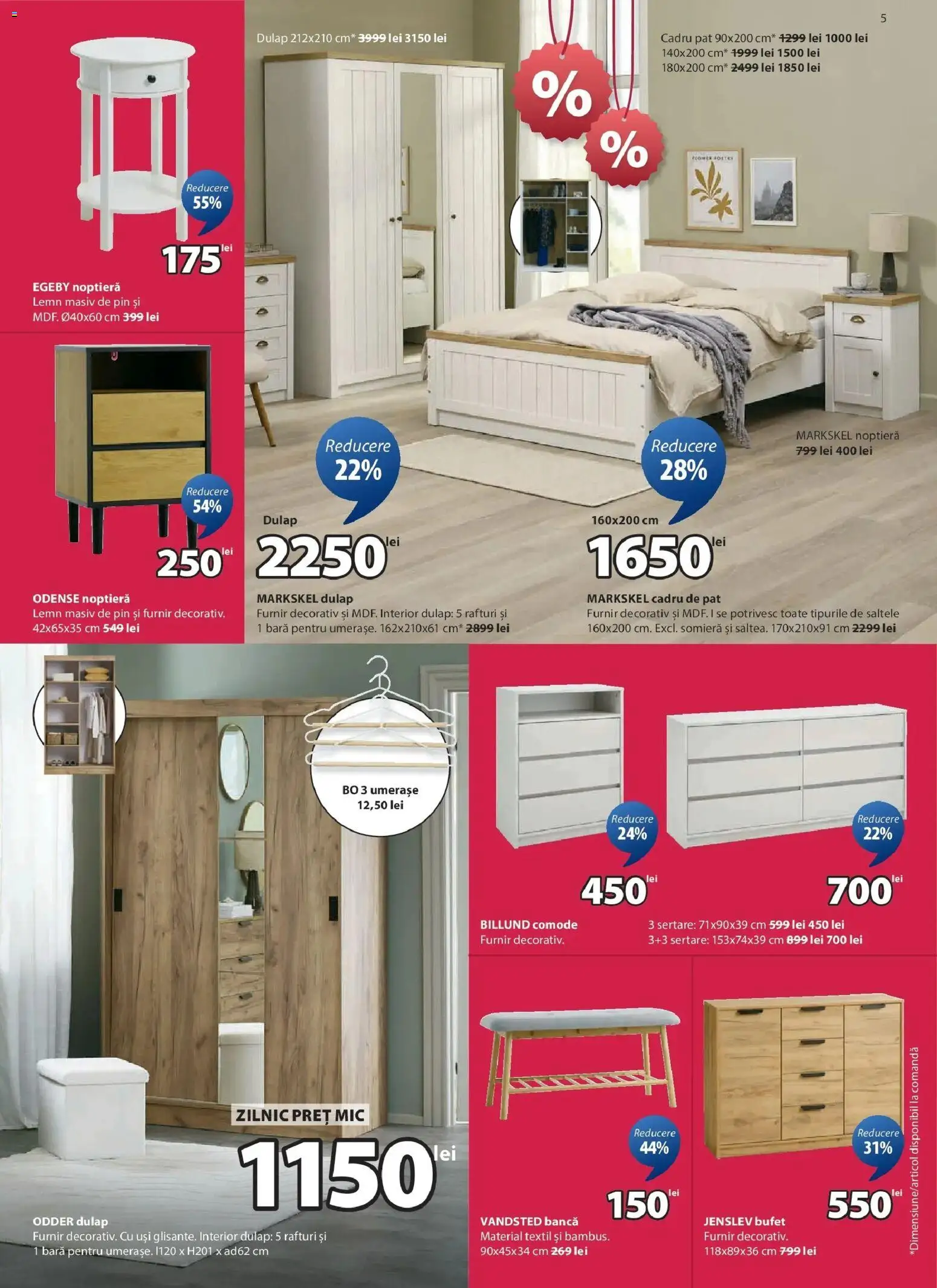 Catalog JYSK 24 Ianuarie - 21 Februarie 2026 | Pagina 5 | Produse: Pat, Noptieră, Bufet, Bancă