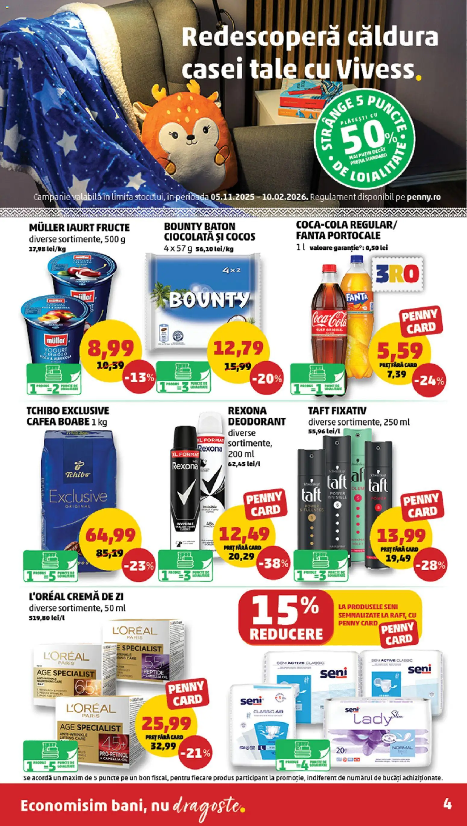 Catalog PENNY Market 4 - 9 Februarie 2026 | Pagina 4 | Produse: Cremă de zi, Iaurt, Cafea, Fructe