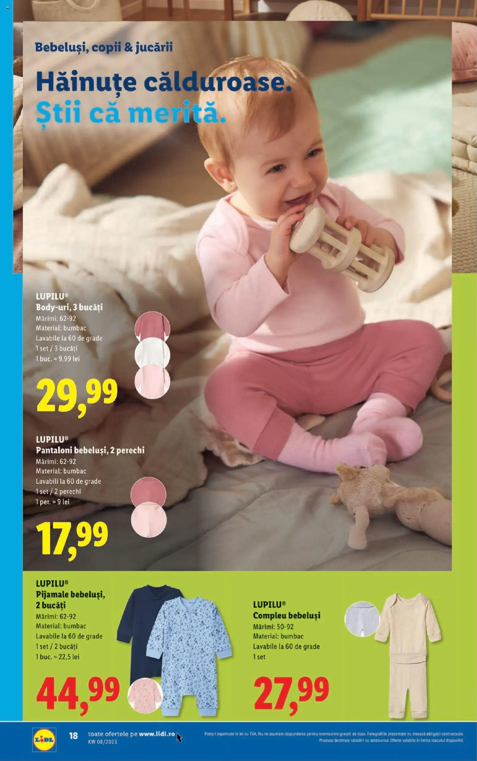 Catalog LIDL 16 - 21 Februarie 2026 | Pagina 18 | Produse: Compleu bebeluși, Pantaloni, Pijamale