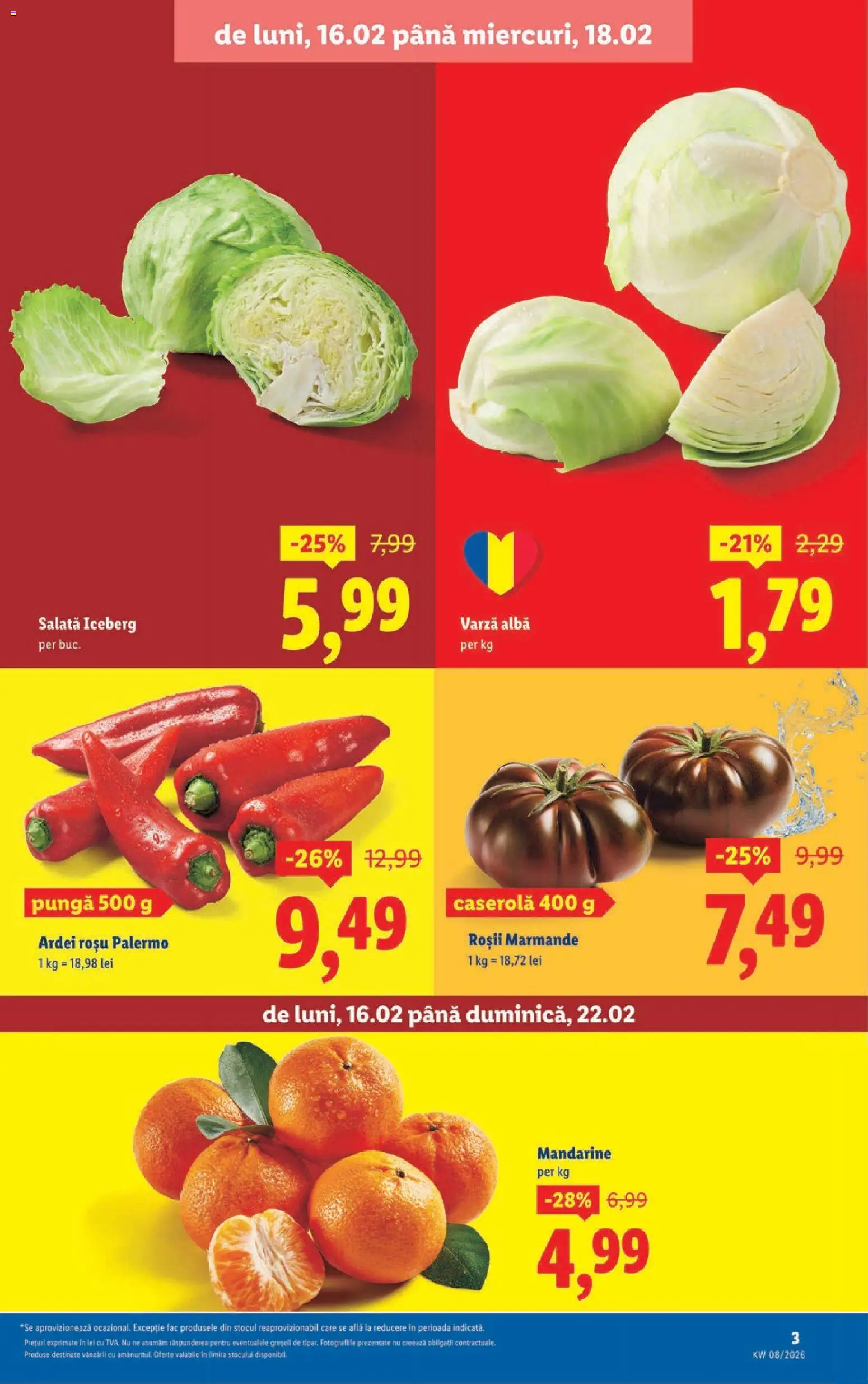 Catalog LIDL 16 - 21 Februarie 2026 | Pagina 3 | Produse: Varză, Pungă, Roșii, Salată