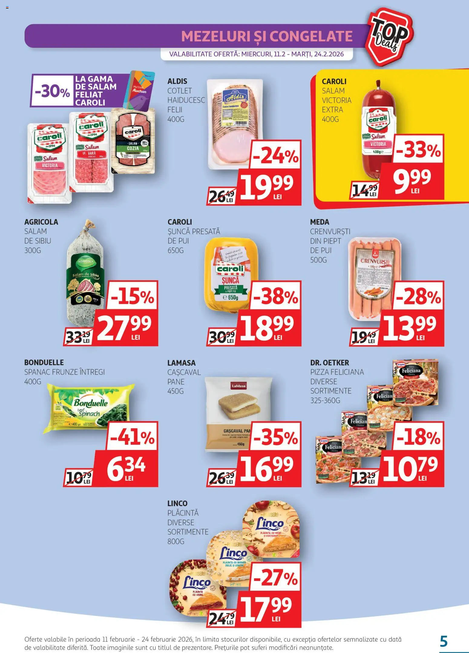 Catalog Auchan 11 - 23 Februarie 2026 | Pagina 5 | Produse: Hacıyatmaz Kedi Oyuncağı, Brânză, Salam, Șuncă