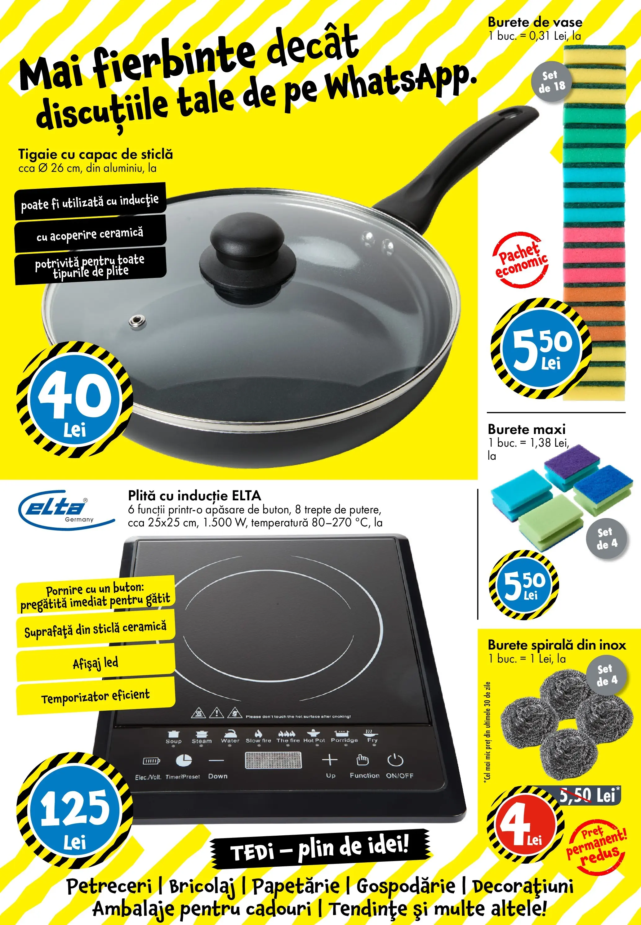 Catalog TEDi 13 - 21 Februarie 2026 | Pagina 15 | Produse: Plită, Tigaie, Babak, Burete