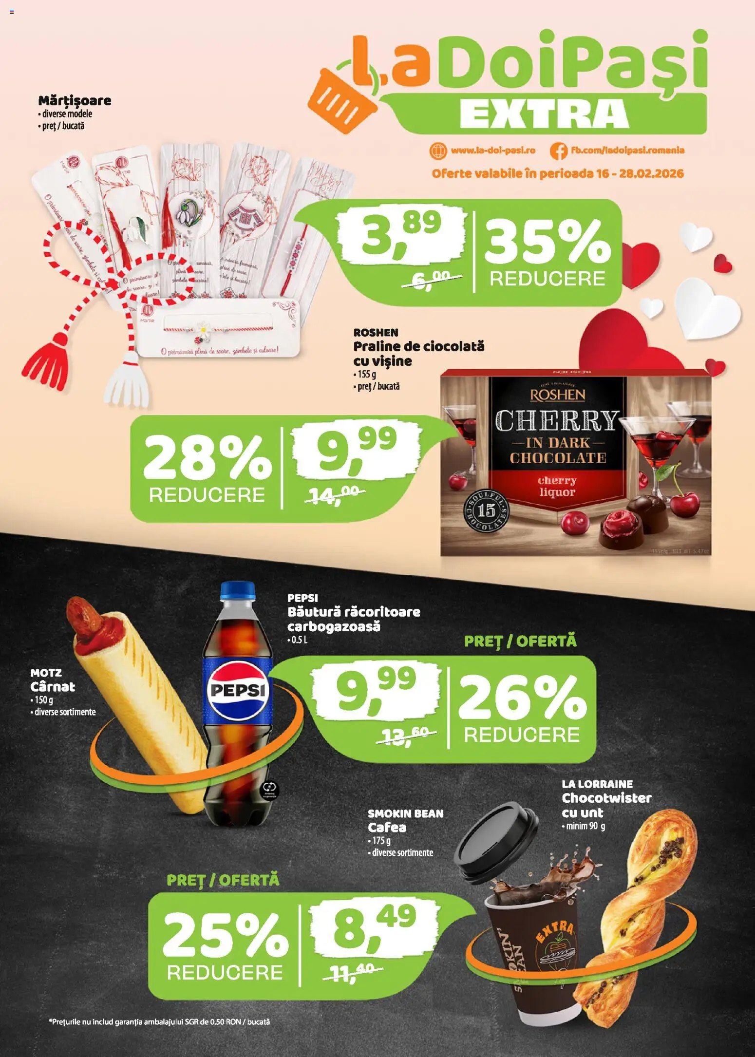 Catalog La Doi Pași 16 - 27 Februarie 2026 | Pagina 1 | Produse: Önlük, Praline, Unt, Ciocolată
