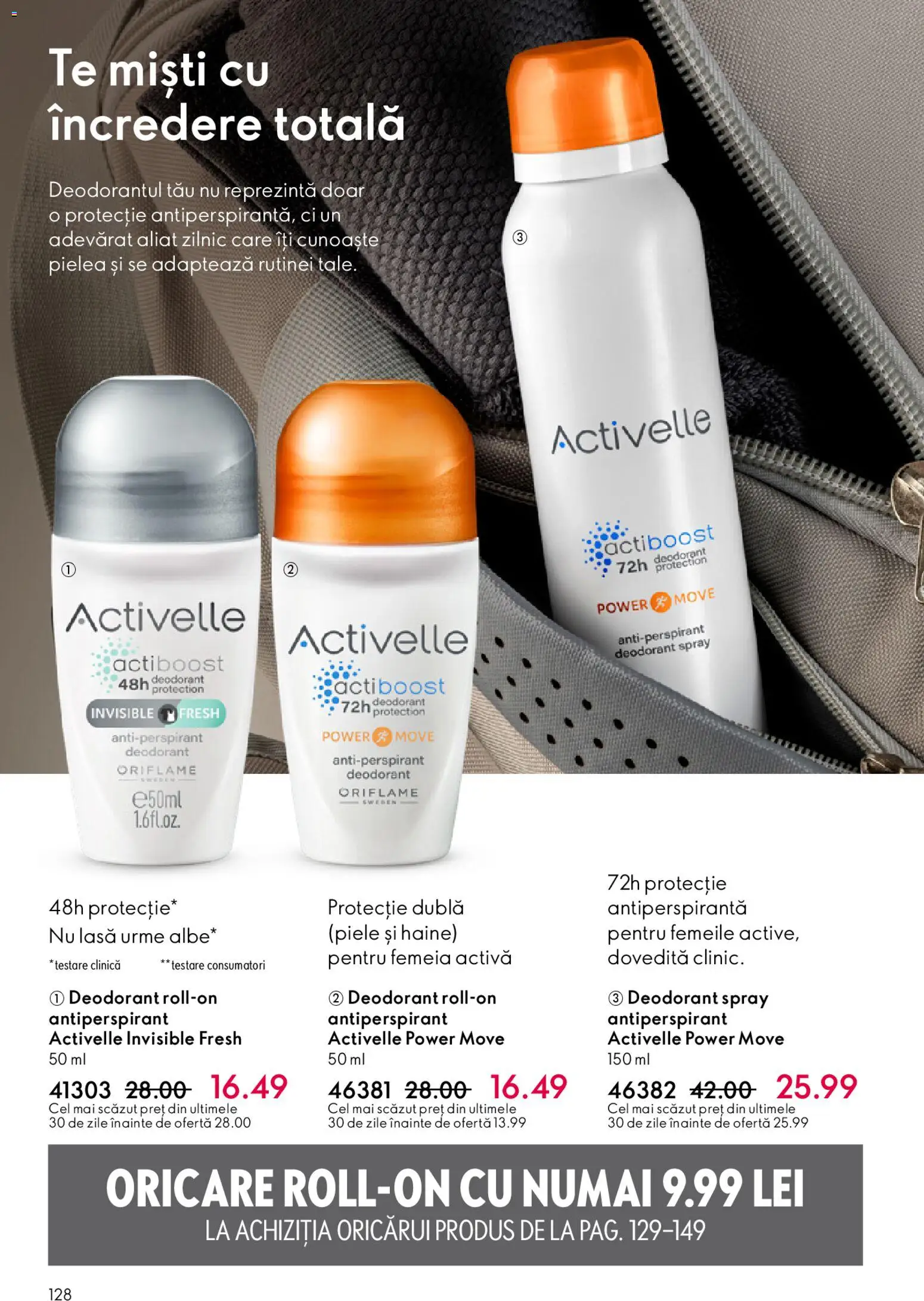 Catalog Oriflame 4 - 23 Martie 2026 | Pagina 128 | Produse: Deodorant, Antiperspirant, Haine
