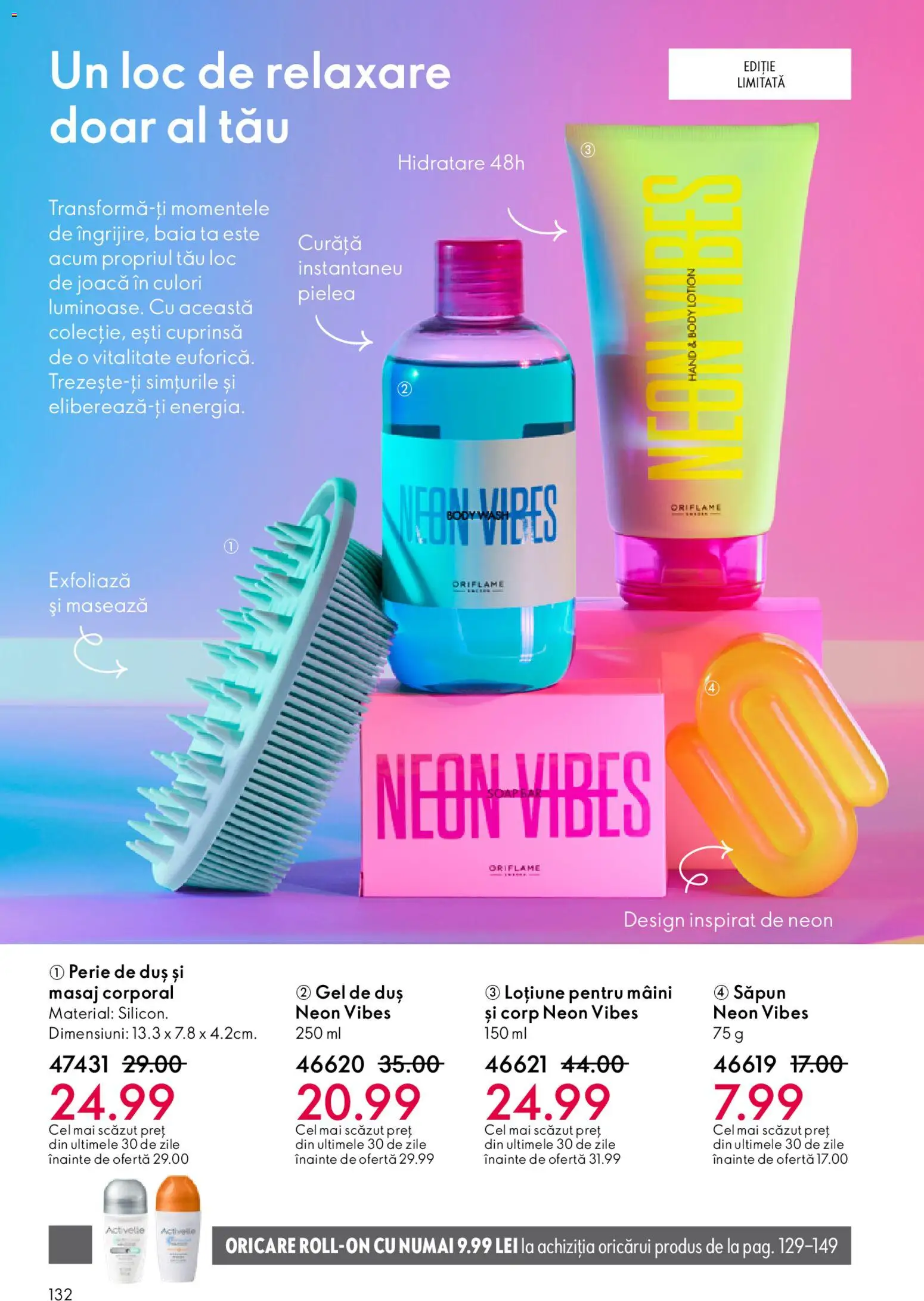 Catalog Oriflame 4 - 23 Martie 2026 | Pagina 132 | Produse: Duș, Perie, Săpun, Gel de duș