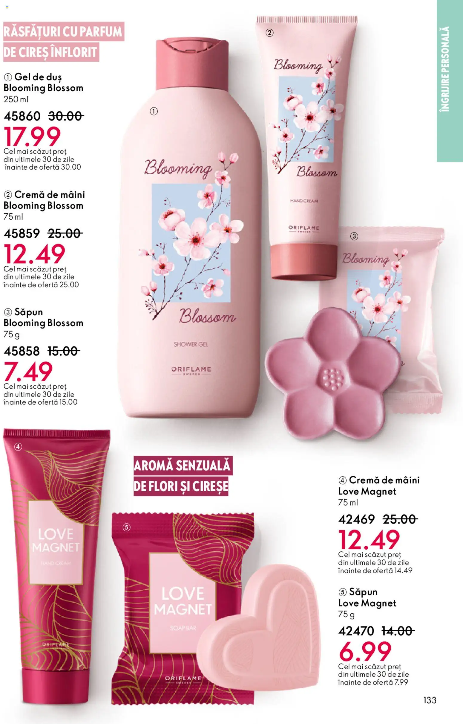 Catalog Oriflame 4 - 23 Martie 2026 | Pagina 133 | Produse: Duș, Cremă de mâini, Gel de duș, Cireșe