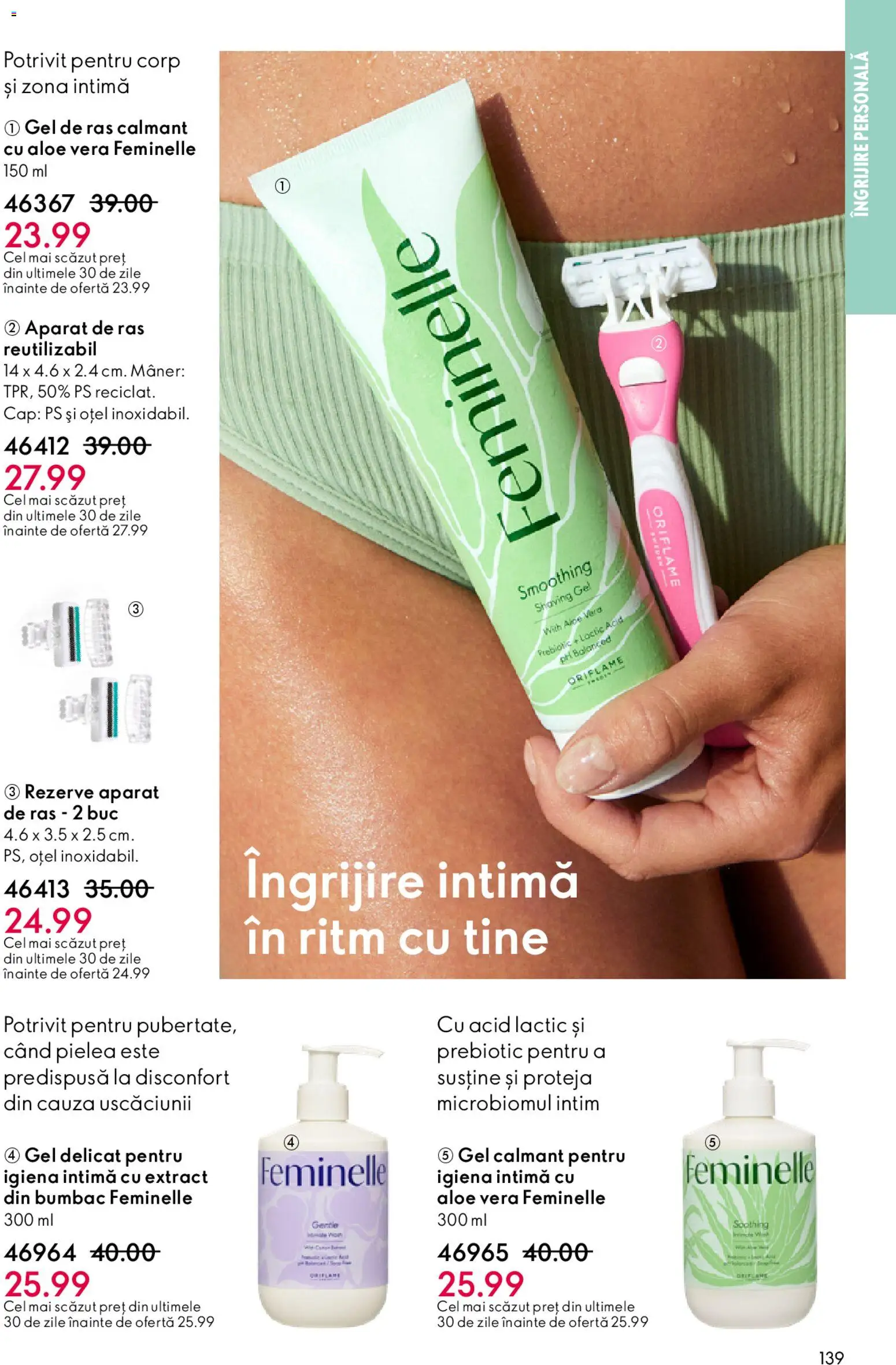 Catalog Oriflame 4 - 23 Martie 2026 | Pagina 139 | Produse: Gel de ras, Aparat De Ras, Aloe vera, Mâner