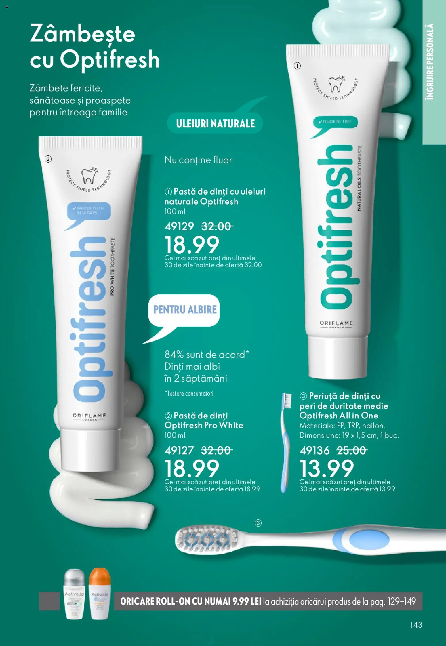 Catalog Oriflame 4 - 23 Martie 2026 | Pagina 143 | Produse: Pastă de dinți, Periuță de dinți