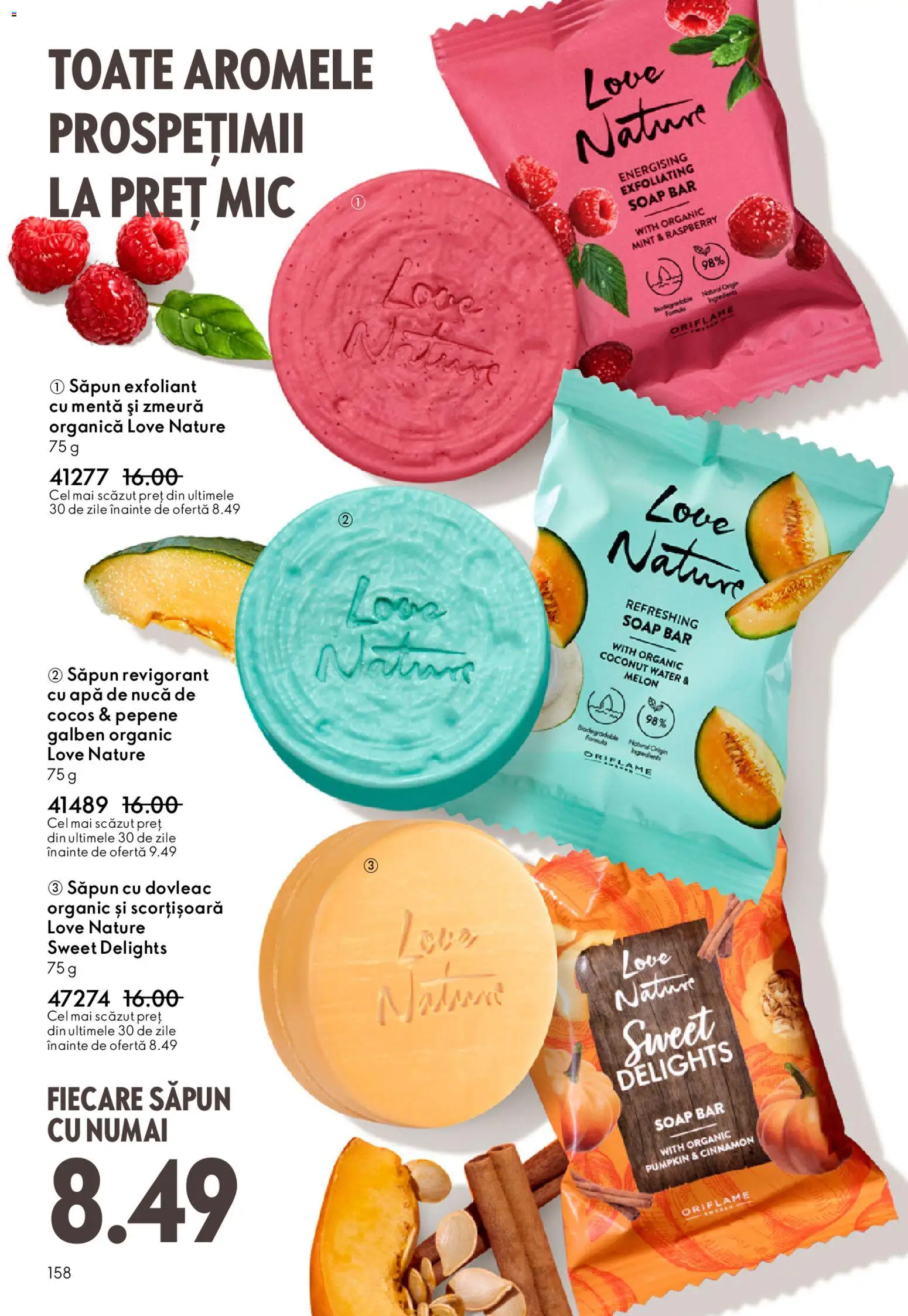 Catalog Oriflame 4 - 23 Martie 2026 | Pagina 158 | Produse: Dovleac, Zmeură, Săpun, Apă