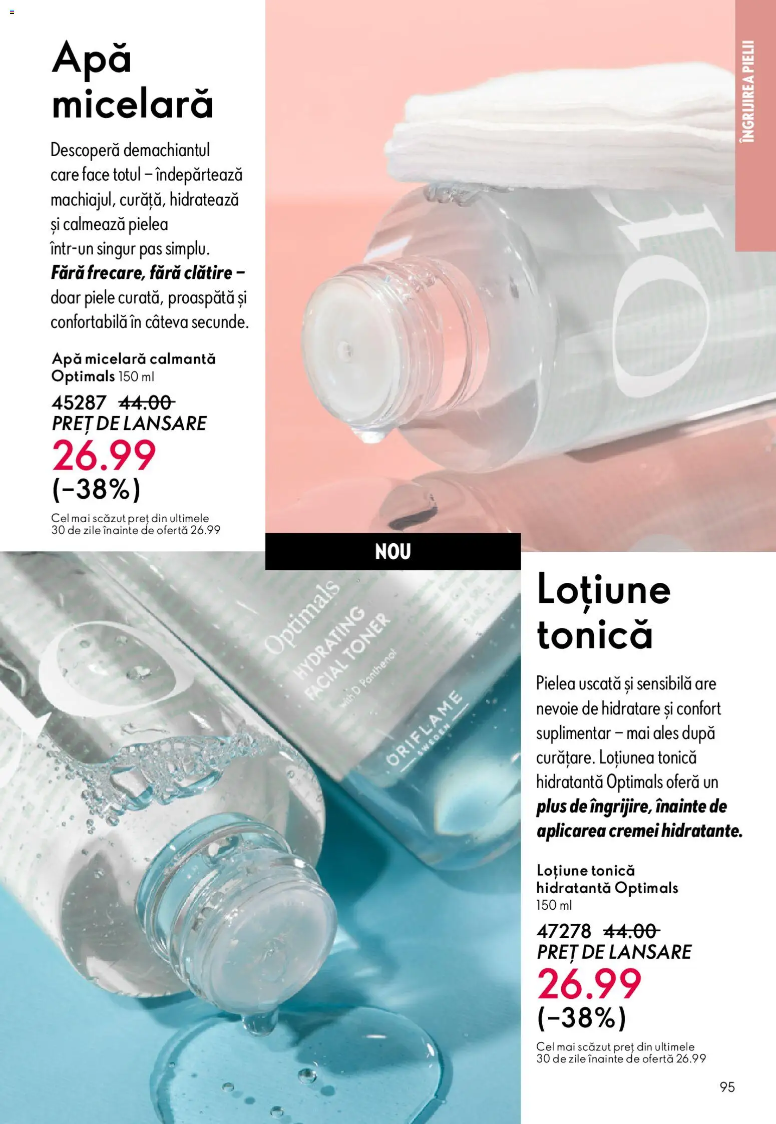 Catalog Oriflame 4 - 23 Martie 2026 | Pagina 95 | Produse: Loțiune tonică, Toner, Apă micelară, Apă
