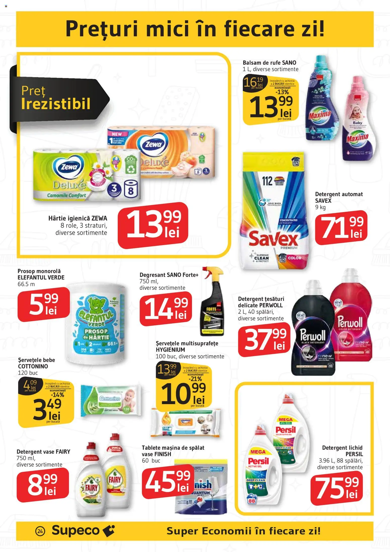 Catalog Supeco 19 Februarie - 10 Martie 2026 | Pagina 24 | Produse: Prosop monorolă, Balsam, Detergent, Balsam de rufe