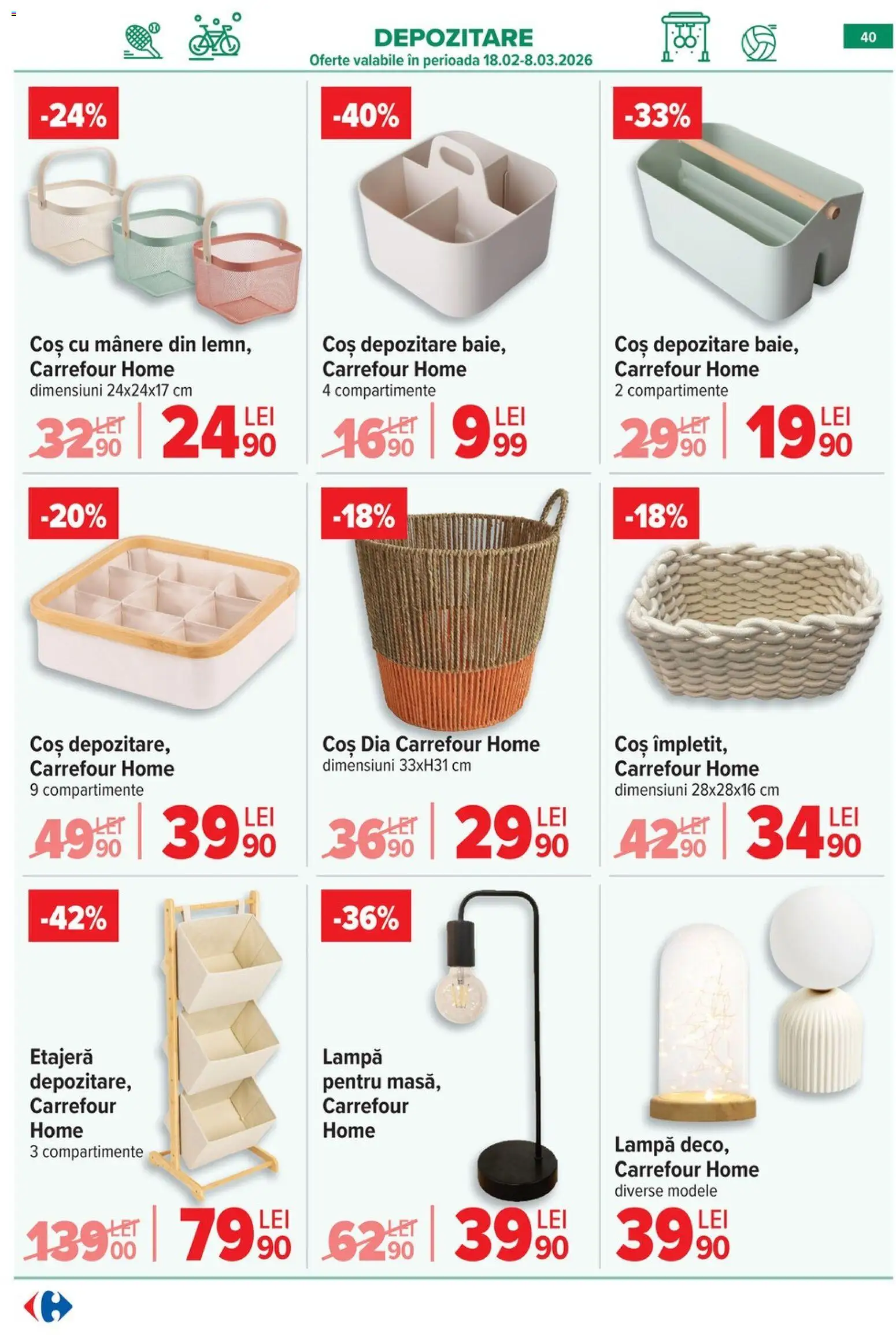 Catalog Carrefour 18 - 23 Februarie 2026 | Pagina 42 | Produse: Coș, Etajeră, Lampă