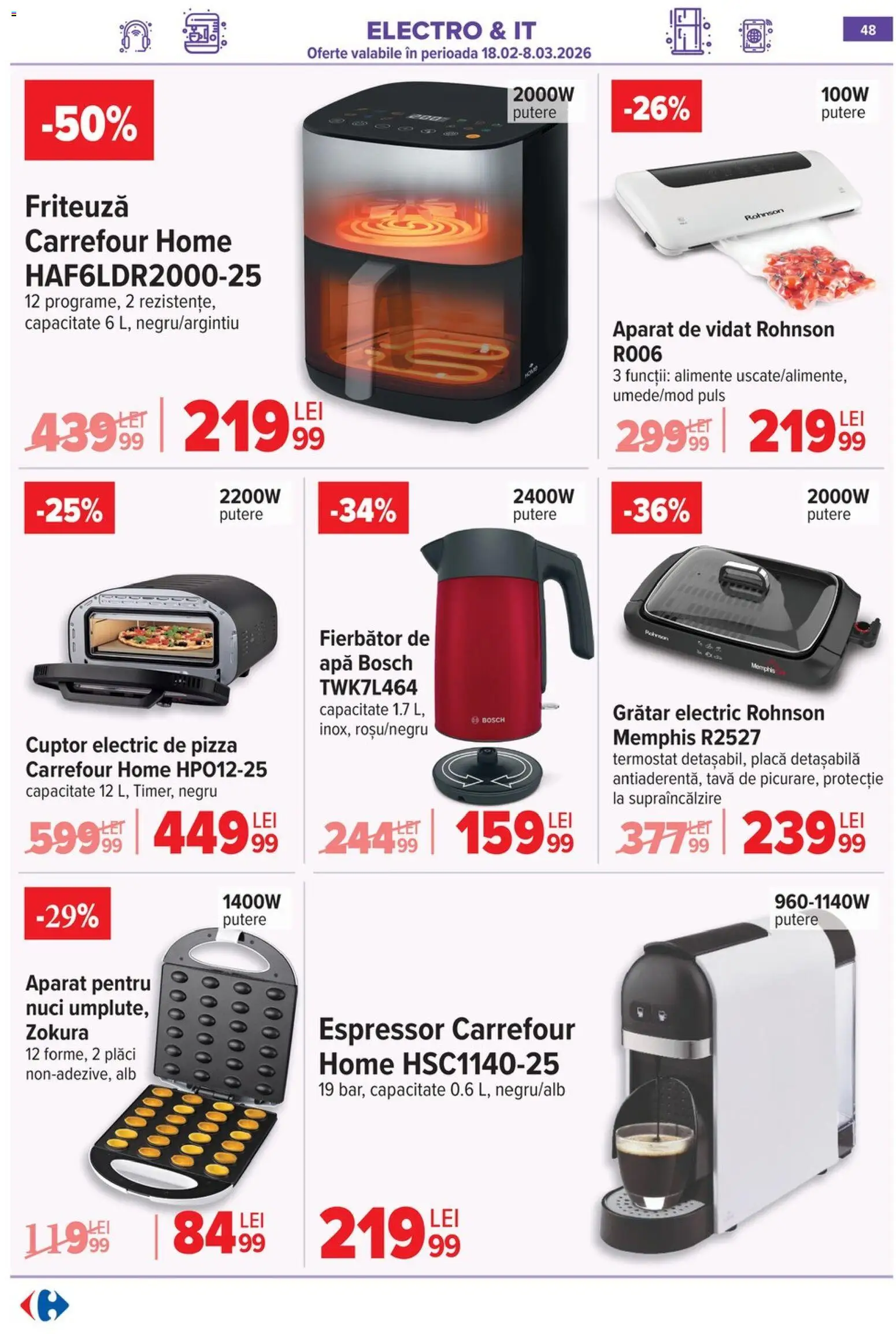 Catalog Carrefour 18 - 23 Februarie 2026 | Pagina 50 | Produse: Espressor, Cuptor, Grătar, Pizza