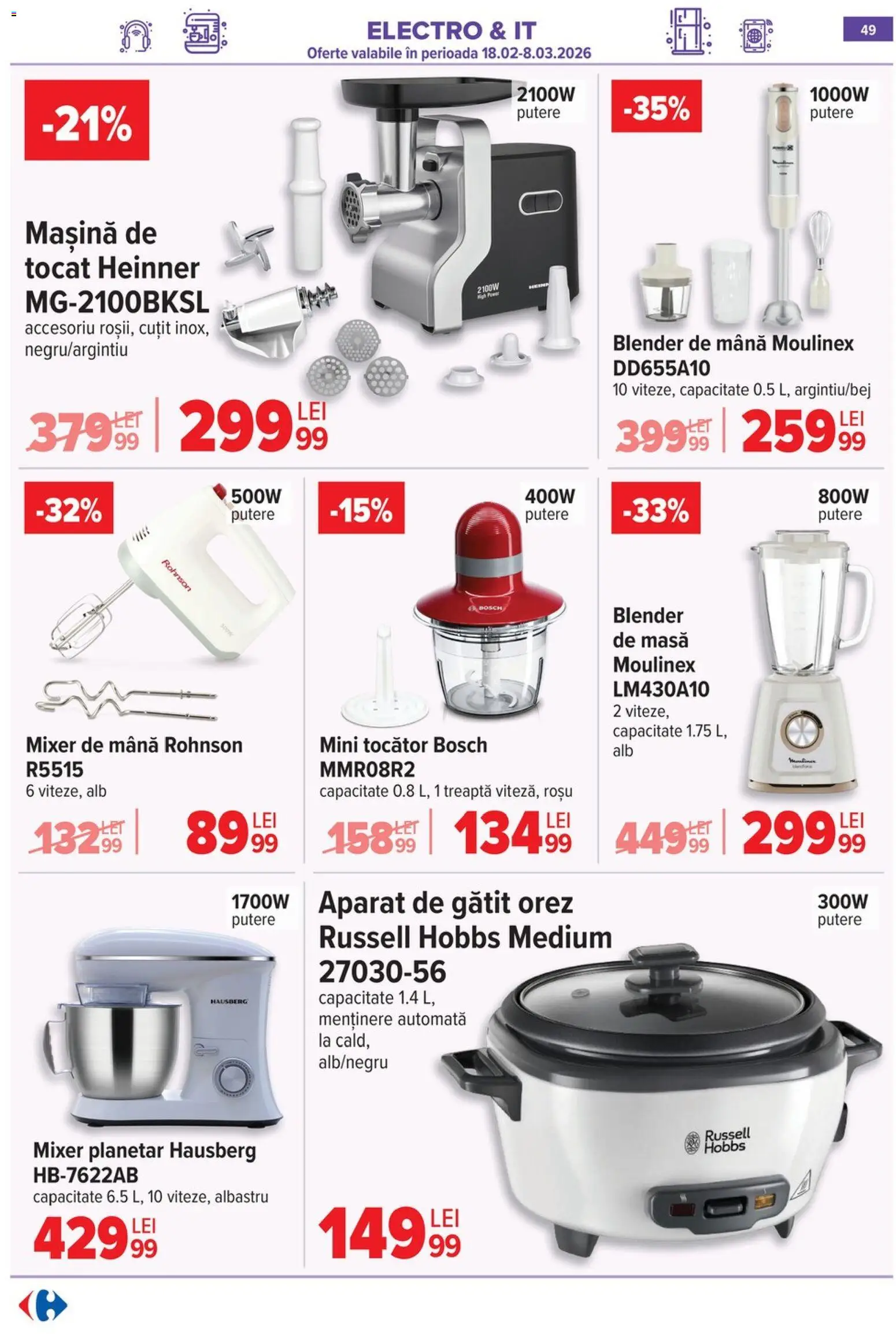 Catalog Carrefour 18 - 23 Februarie 2026 | Pagina 51 | Produse: Blender, Mixer, Masă, Cuțit