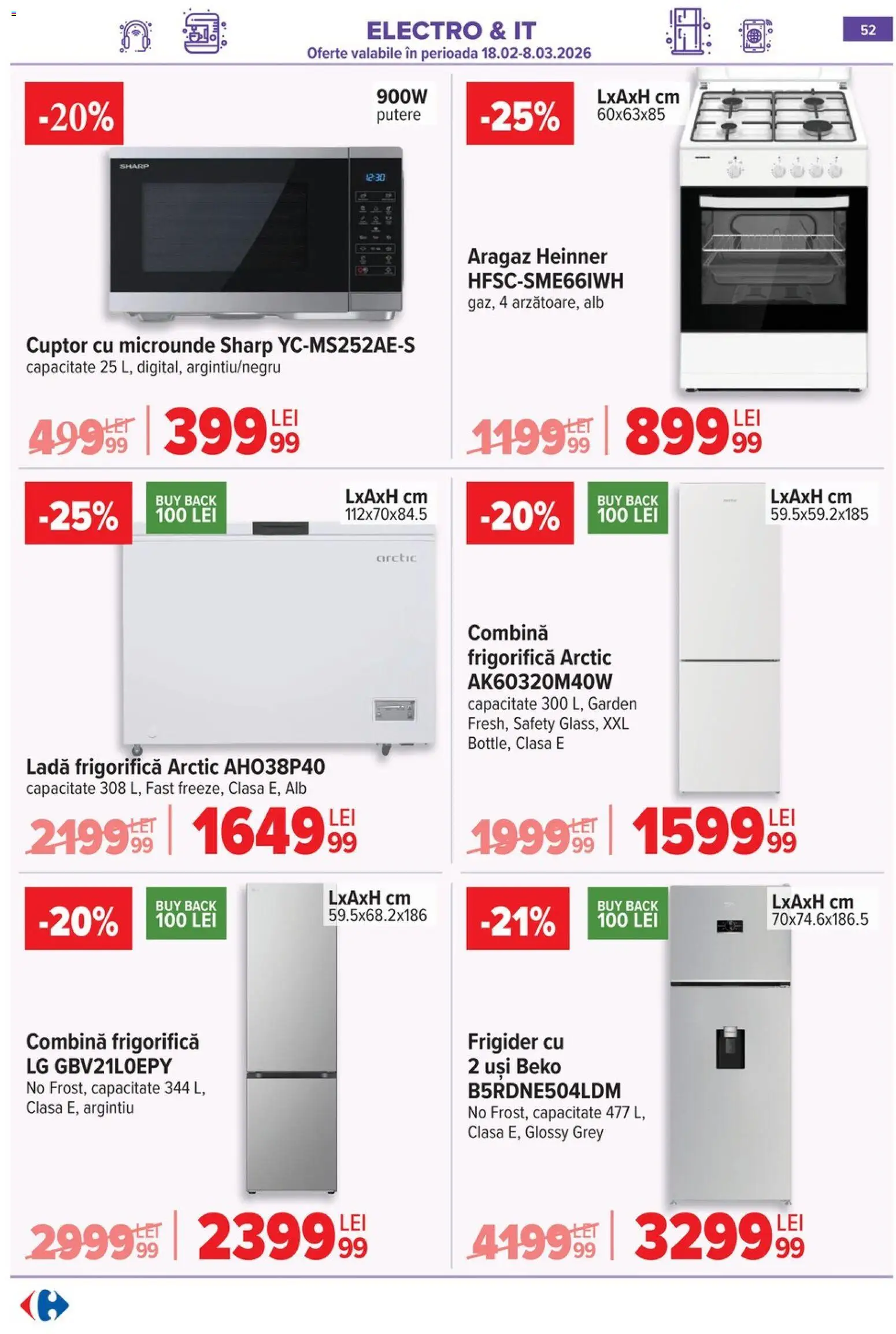Catalog Carrefour 18 - 23 Februarie 2026 | Pagina 54 | Produse: Frigider, Aragaz, Combină frigorifică, Ladă frigorifică