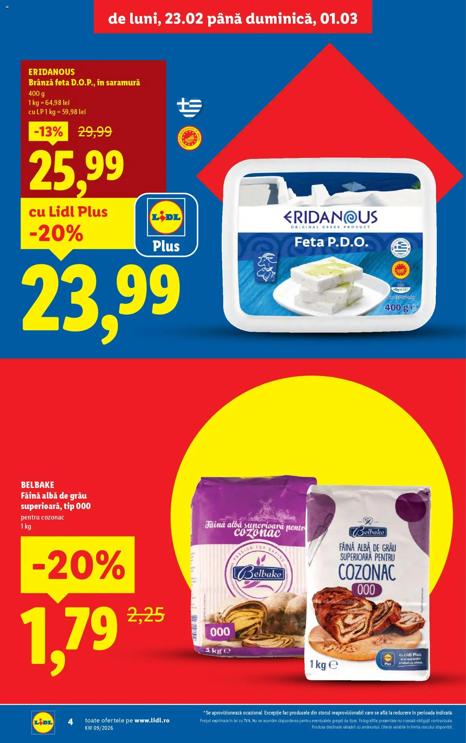 Catalog LIDL 23 - 28 Februarie 2026 | Pagina 4 | Produse: Brânză, Făină