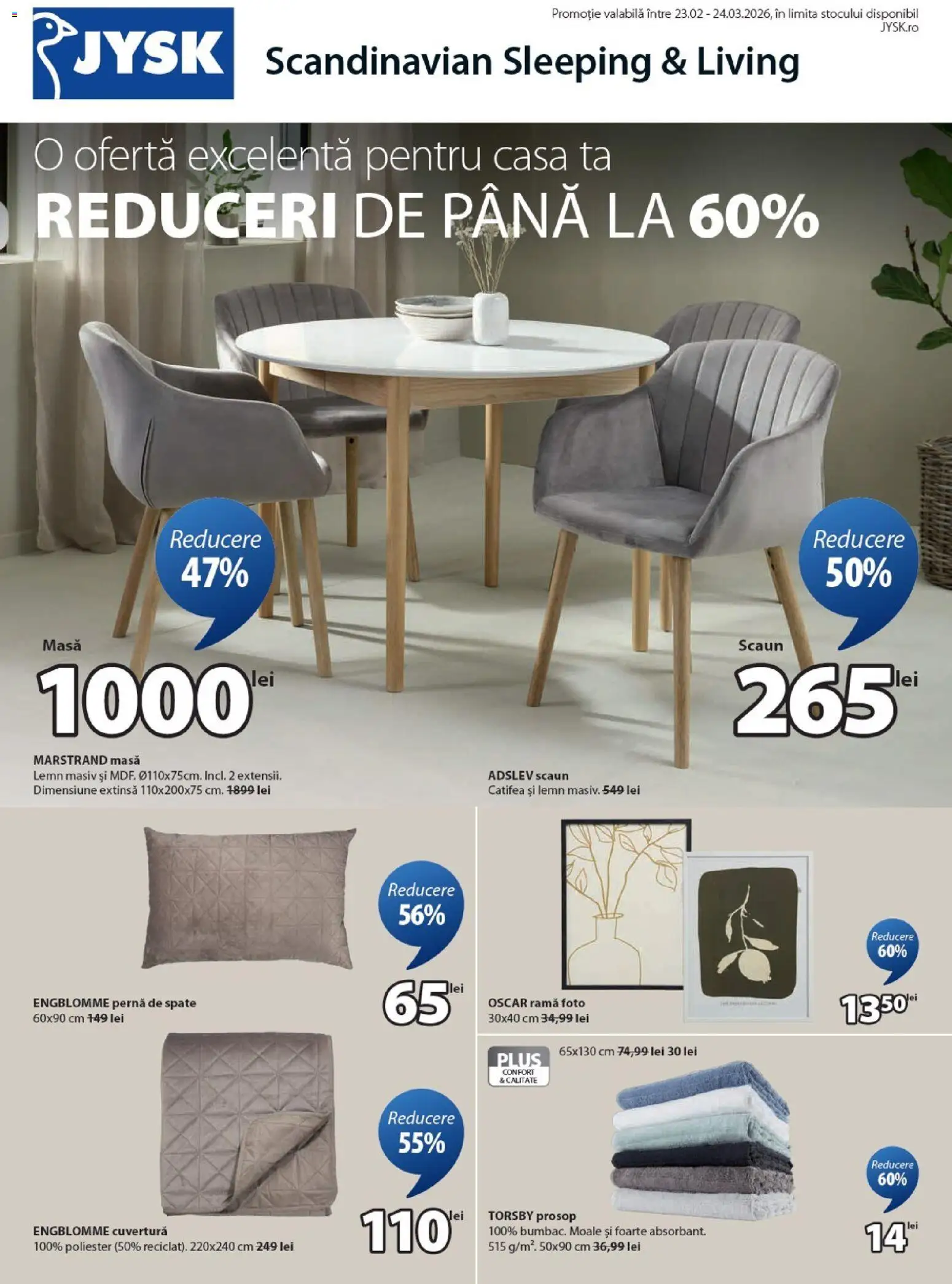 Catalog JYSK 23 Februarie - 23 Martie 2026 | Pagina 1 | Produse: Cuvertură, Pernă, Scaun, Ramă foto