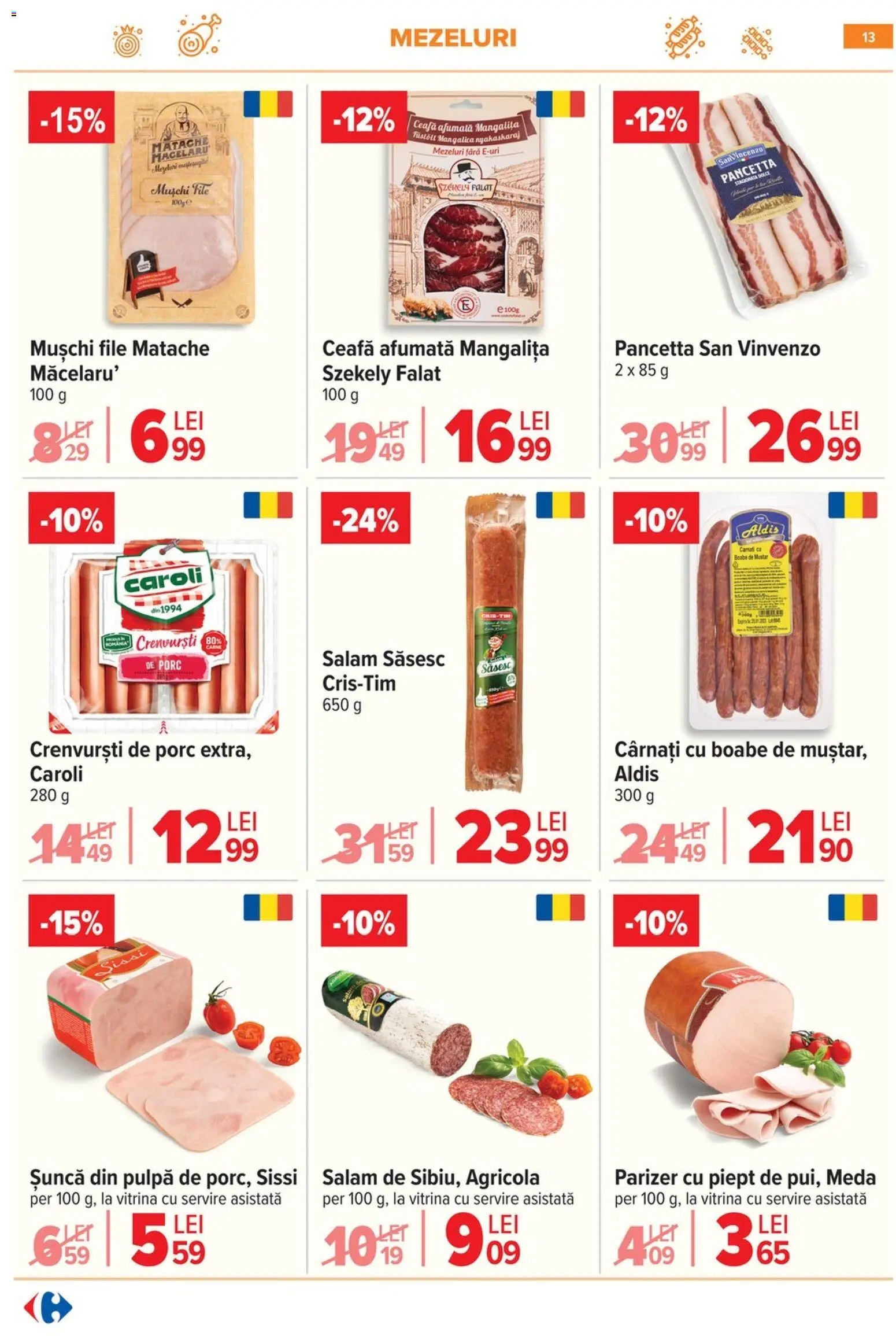 Catalog Carrefour 25 Februarie - 7 Martie 2026 | Pagina 14 | Produse: Vitrină, Salam, Șuncă, Cârnați