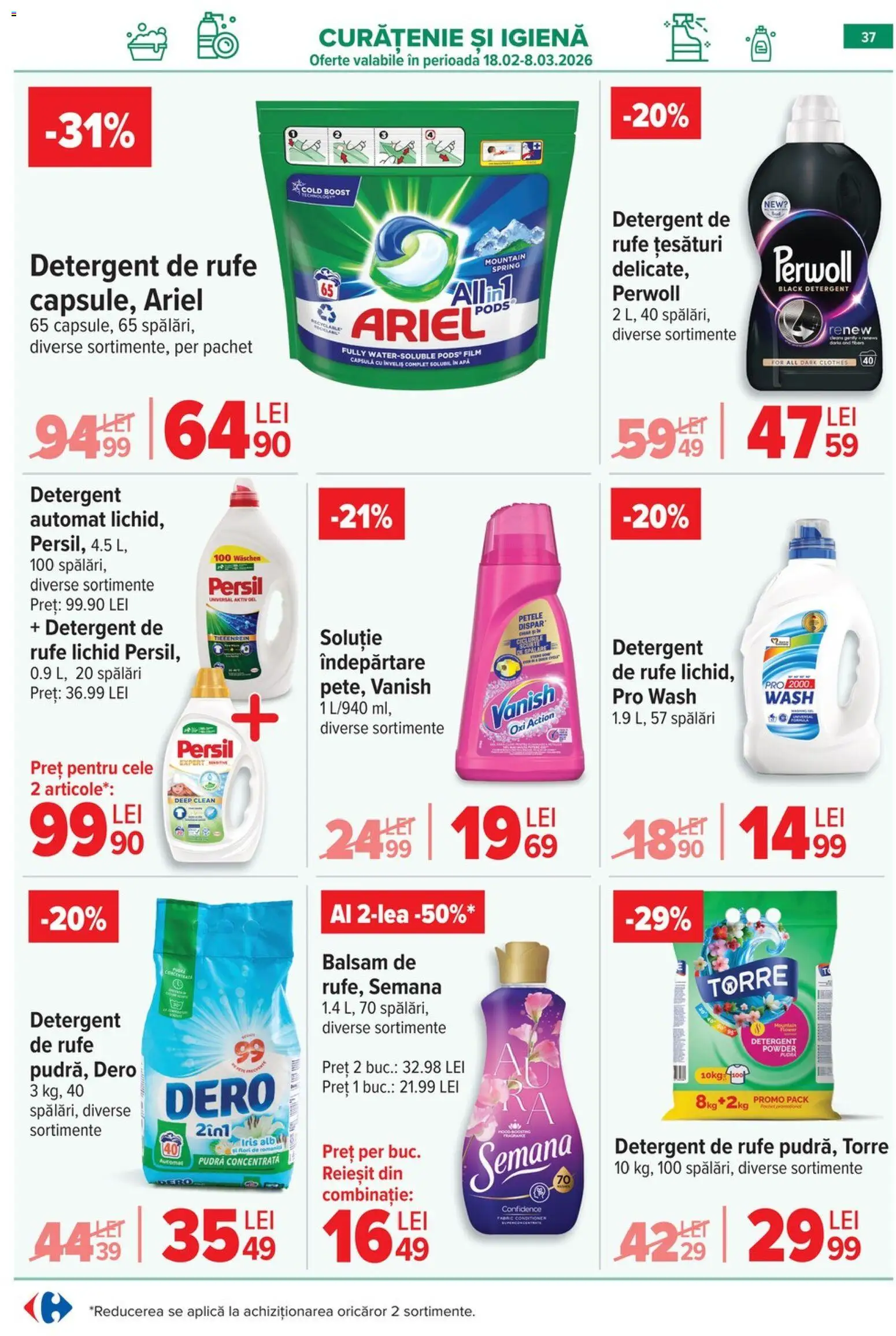 Catalog Carrefour 25 Februarie - 7 Martie 2026 | Pagina 40 | Produse: Pudră, Balsam, Detergent, Apă