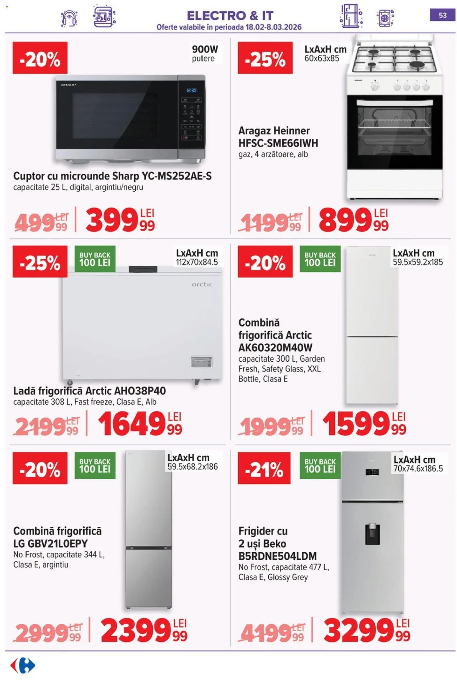 Catalog Carrefour 25 Februarie - 7 Martie 2026 | Pagina 56 | Produse: Frigider, Cuptor Cu Microunde, Combină frigorifică, Ladă frigorifică