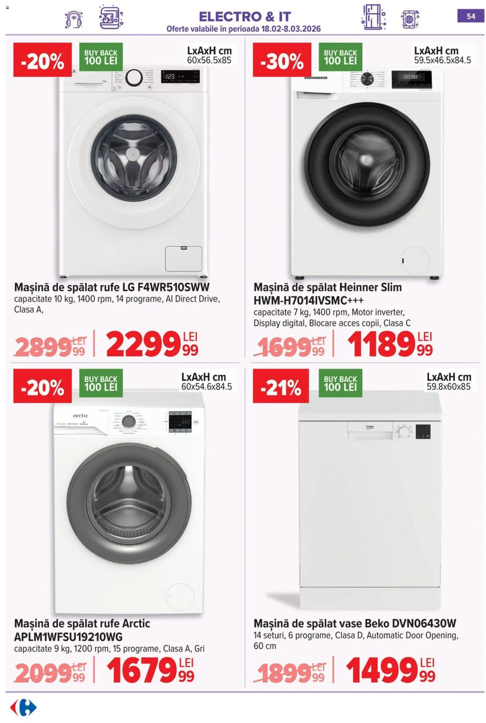 Catalog Carrefour 25 Februarie - 7 Martie 2026 | Pagina 57 | Produse: Mașină De Spălat, Mașină De Spălat Vase