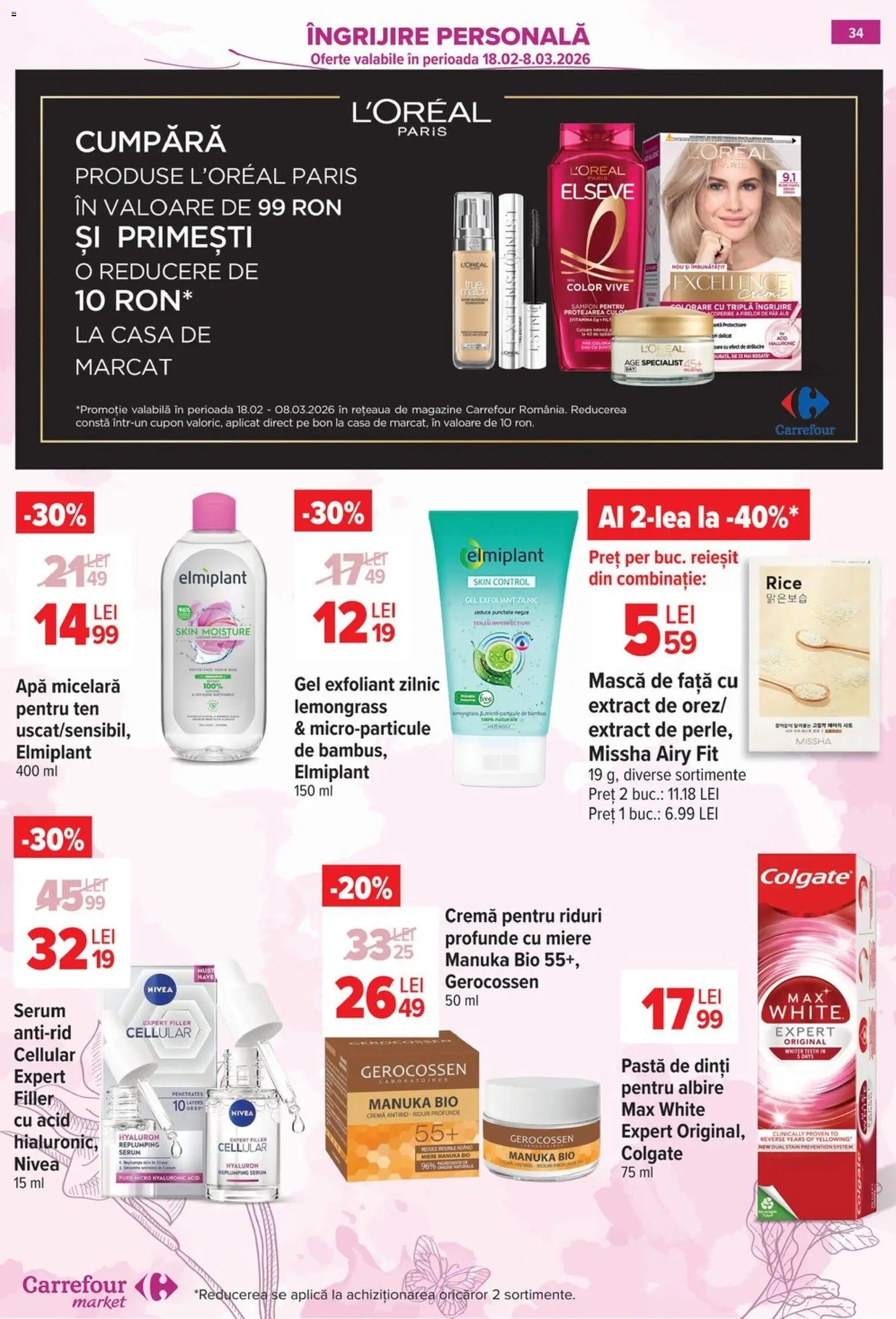Catalog Carrefour 25 Februarie - 7 Martie 2026 | Pagina 36 | Produse: Exfoliant, Serum, Apă micelară, Apă