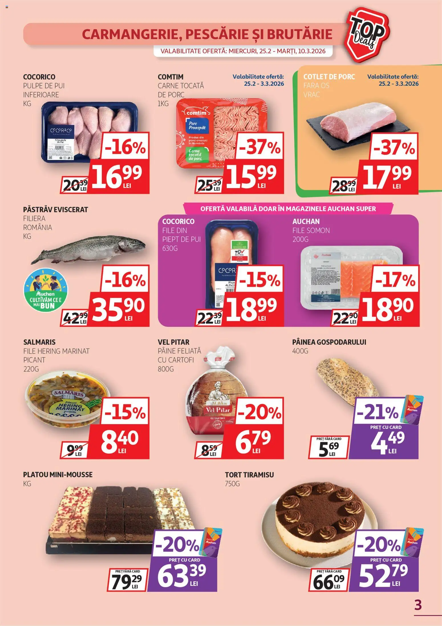 Catalog Auchan 25 Februarie - 9 Martie 2026 | Pagina 3 | Produse: Tort, Tiramisu, Carne tocată, Cartofi