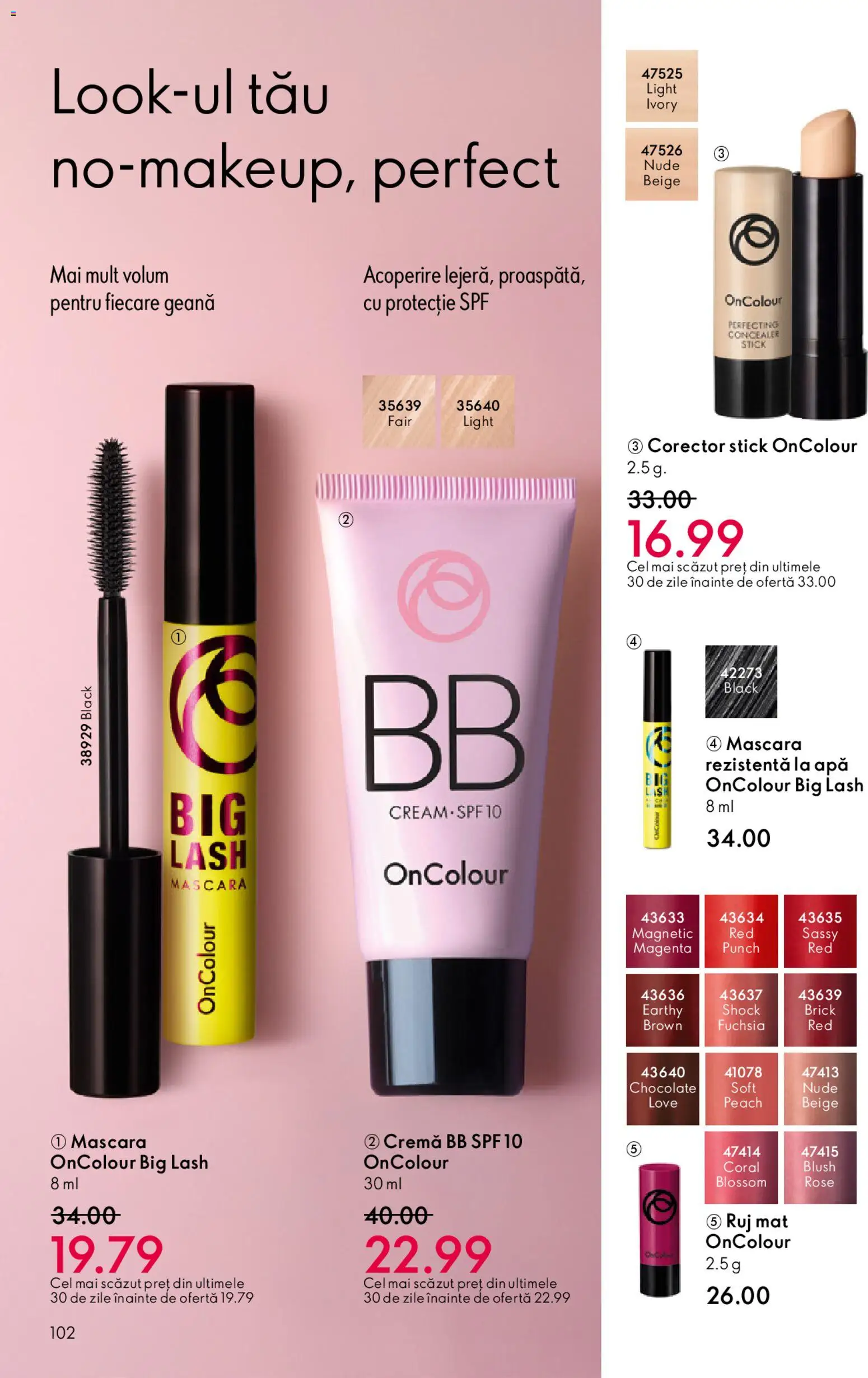 Catalog Oriflame 25 Martie - 13 Aprilie 2026 | Pagina 102 | Produse: Concealer, Mascara, Ruj, Apă