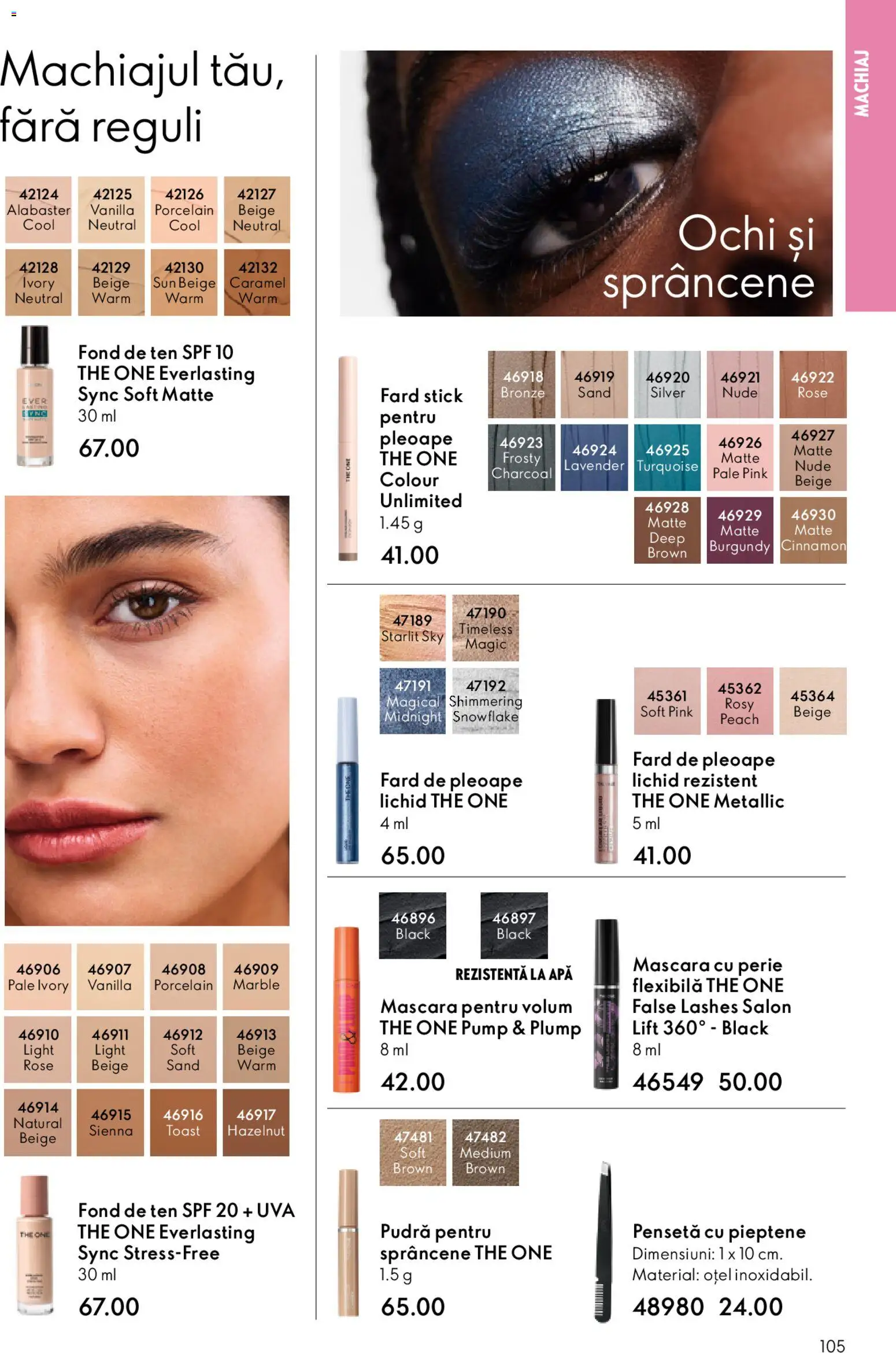 Catalog Oriflame 25 Martie - 13 Aprilie 2026 | Pagina 105 | Produse: Fond de ten, Pensetă, Pieptene, Pudră