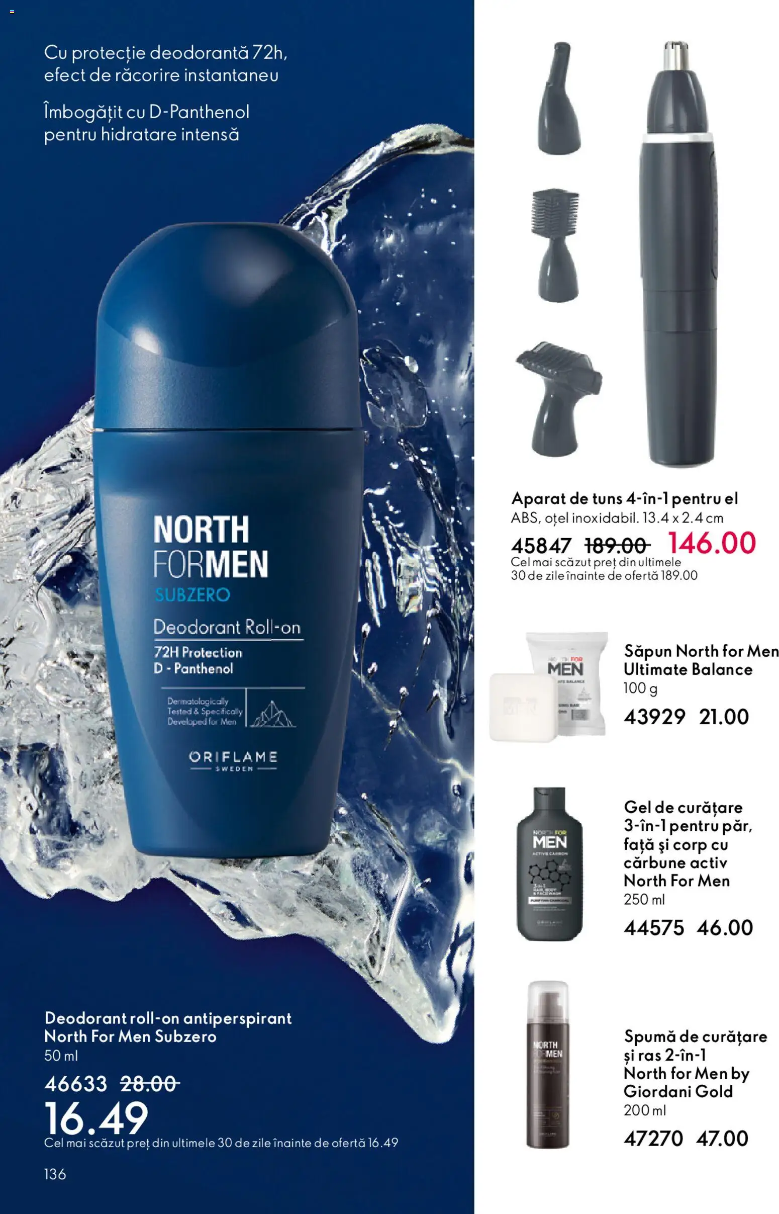 Catalog Oriflame 25 Martie - 13 Aprilie 2026 | Pagina 136 | Produse: Gel de curățare, Săpun, Deodorant, Antiperspirant
