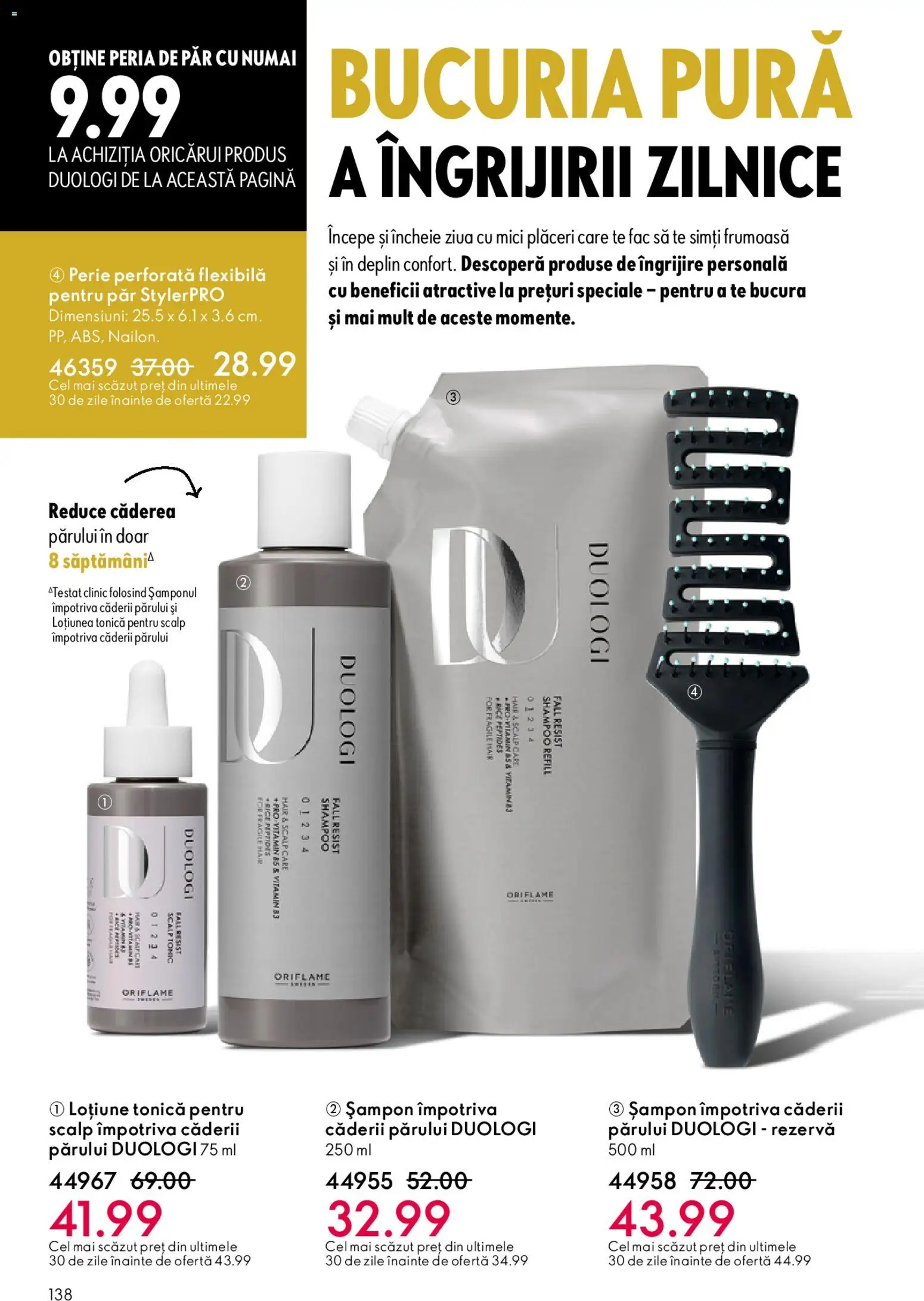 Catalog Oriflame 25 Martie - 13 Aprilie 2026 | Pagina 138 | Produse: Loțiune tonică, Mici, Perie, Șampon