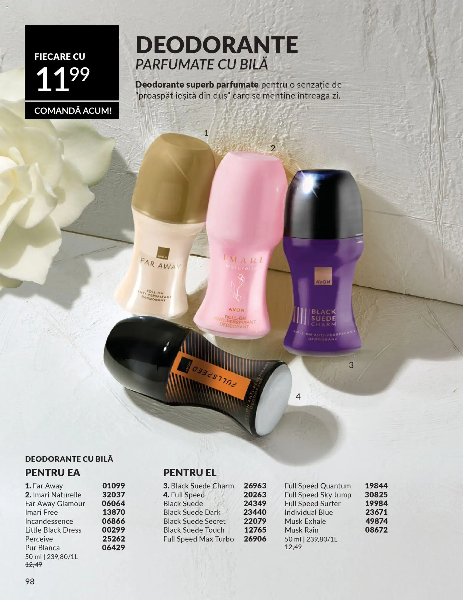 Catalog Avon 1 - 30 Martie 2026 | Pagina 100 | Produse: Duș, Deodorant, Antiperspirant