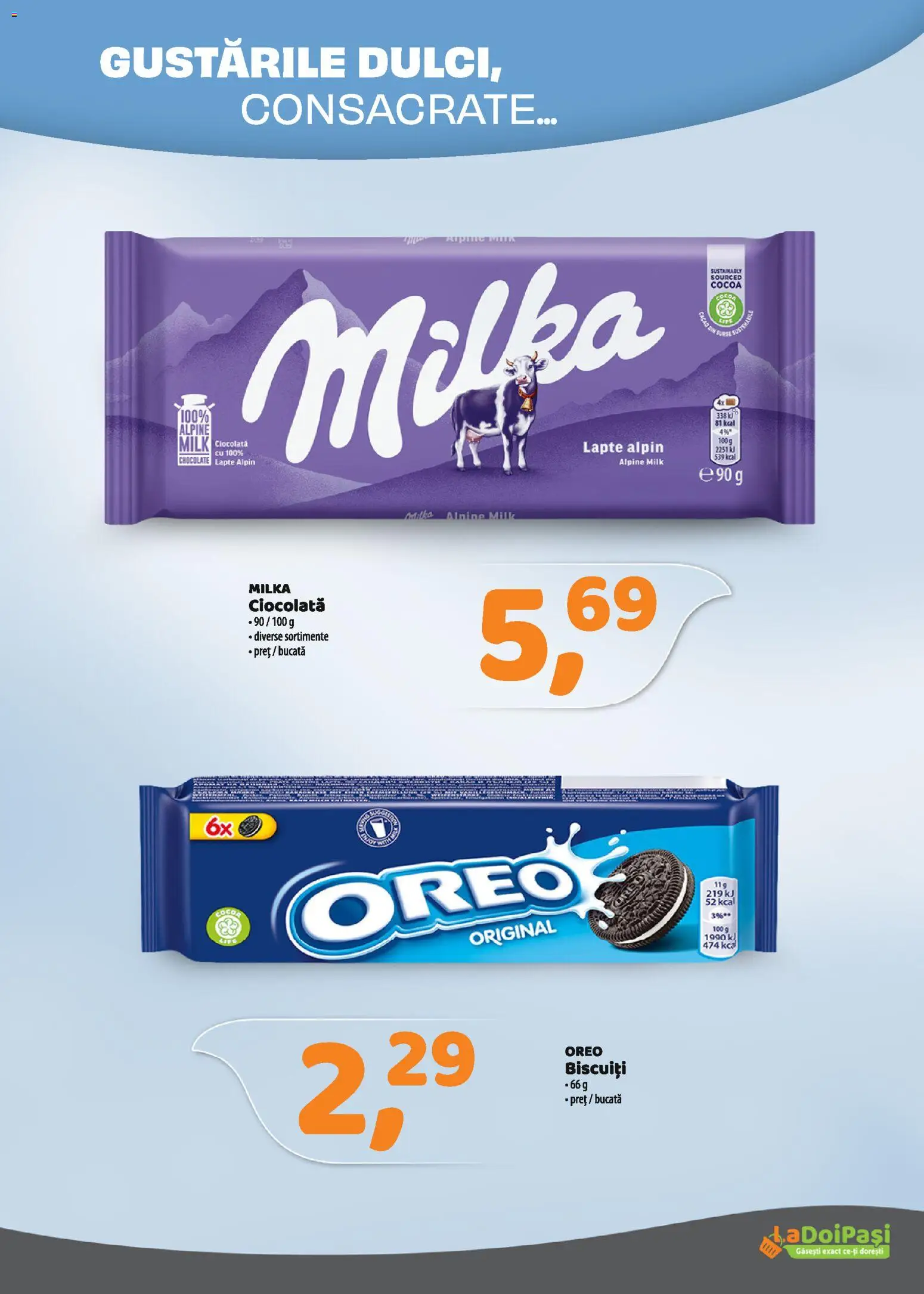 Catalog La Doi Pași 1 - 14 Martie 2026 | Pagina 5 | Produse: Lapte, Ciocolată, Cacao, Biscuiți