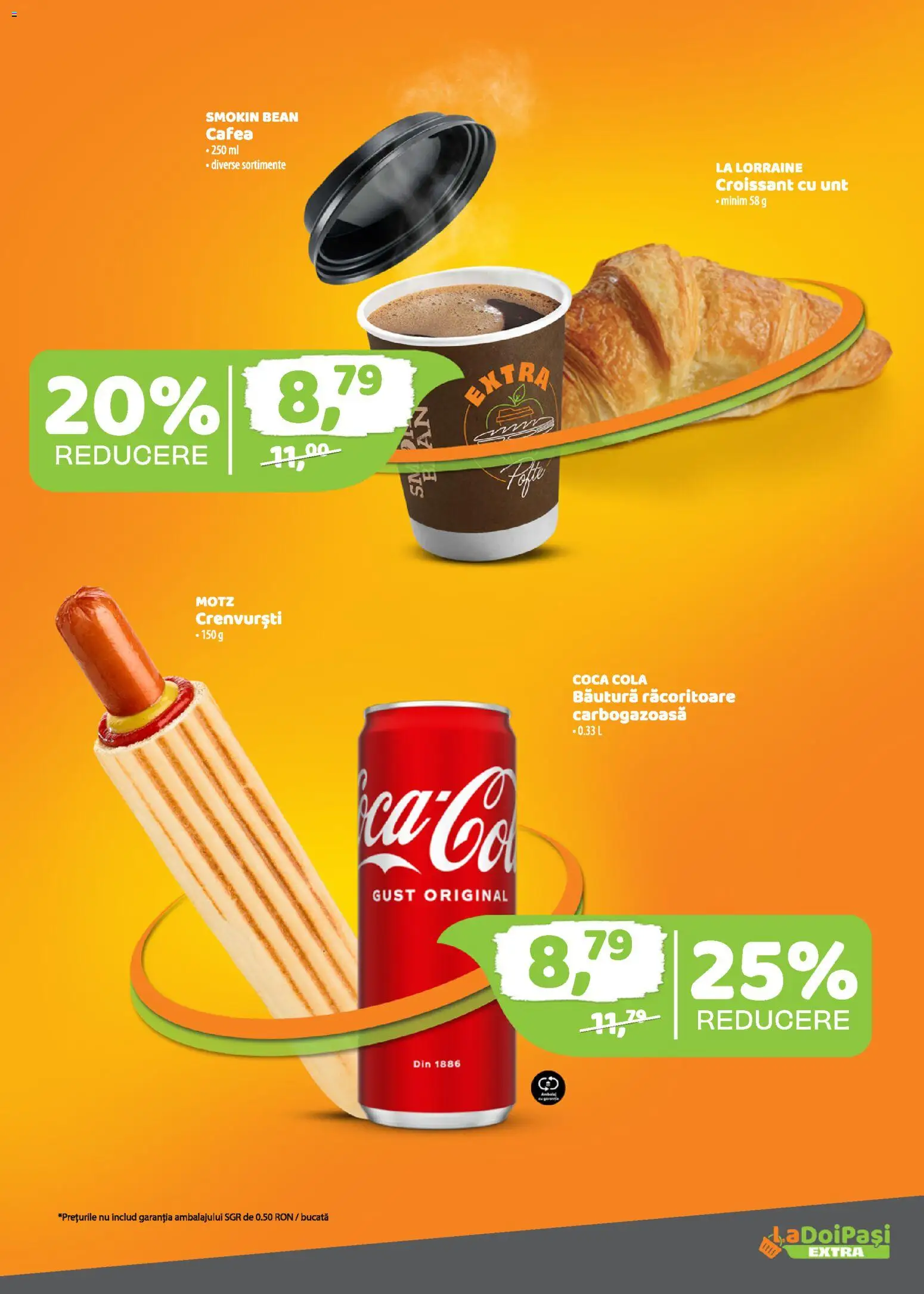 Catalog La Doi Pași 1 - 14 Martie 2026 | Pagina 2 | Produse: Crenvurști, Amerikan servis, Unt, Cafea