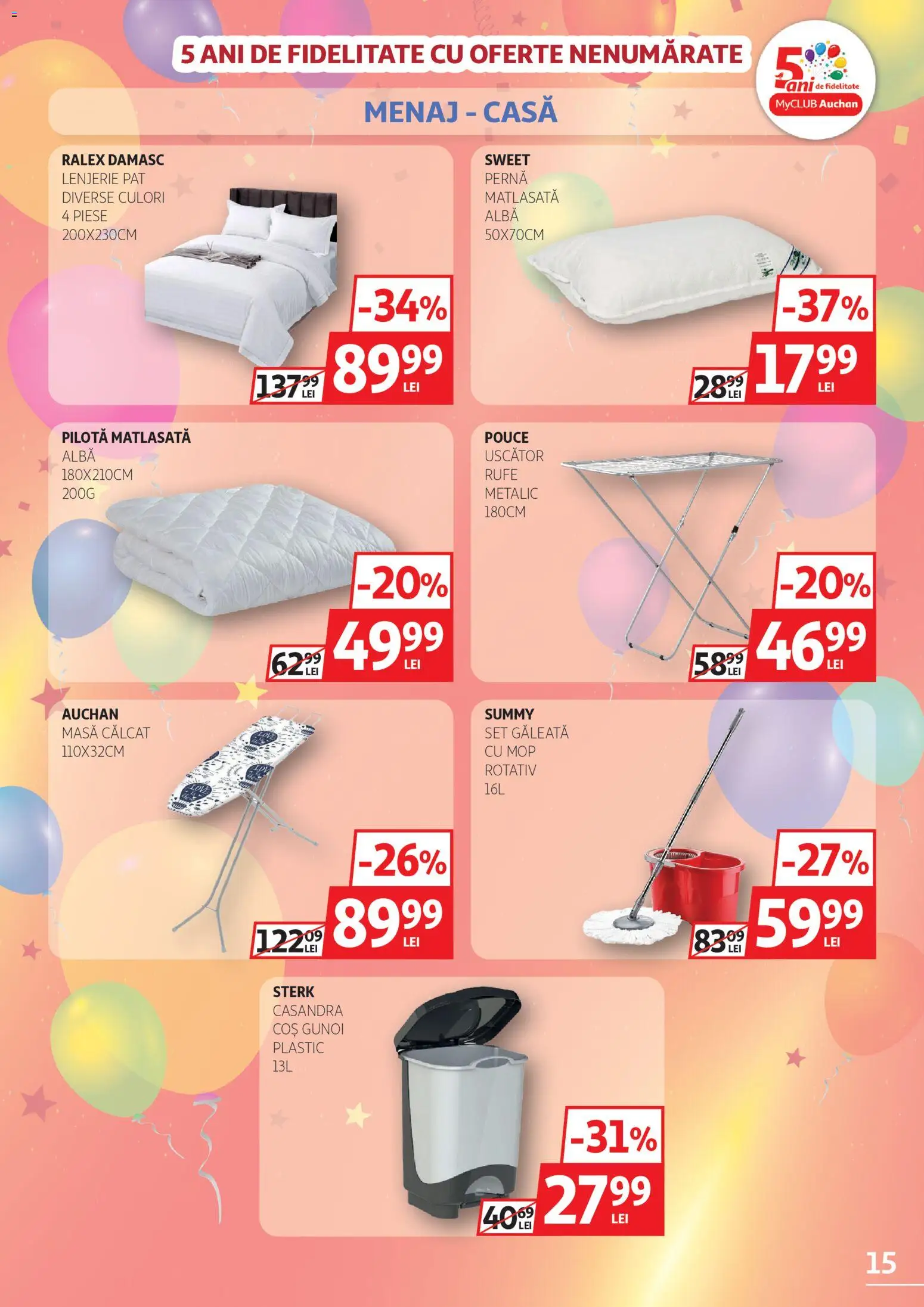 Catalog Auchan 4 - 23 Martie 2026 | Pagina 15 | Produse: Mop, Pat, Pilotă, Masă