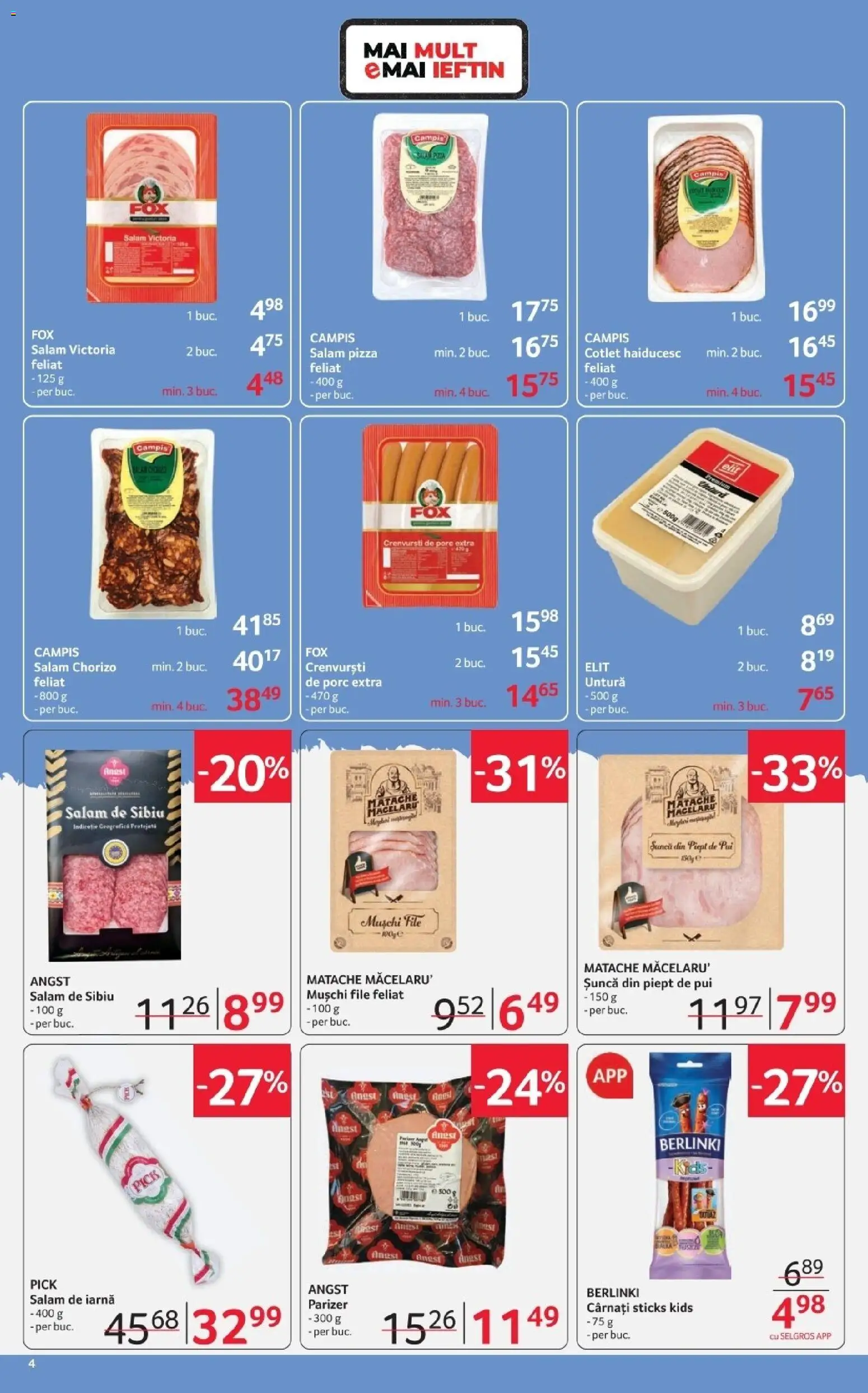 Catalog Selgros 6 - 18 Martie 2026 | Pagina 4 | Produse: Salam, Șuncă, Parizer, Cârnați