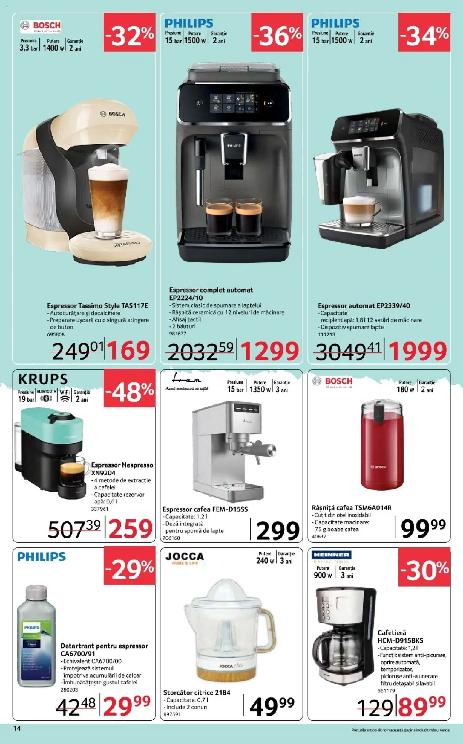Catalog Selgros 6 - 18 Martie 2026 | Pagina 14 | Produse: Espressor, Cafetieră, Storcător, Apă