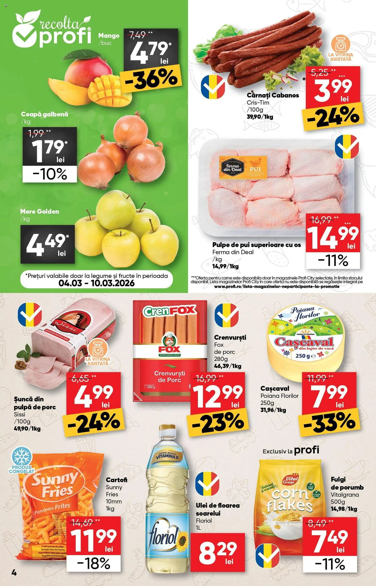 Catalog Profi 4 - 16 Martie 2026 | Pagina 4 | Produse: Cașcaval, Șuncă, Fulgi, Cârnați