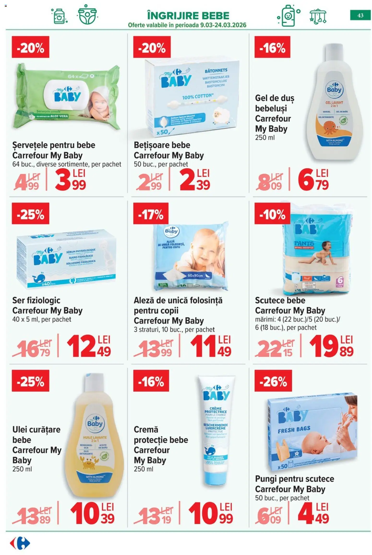 Catalog Carrefour 9 - 16 Martie 2026 | Pagina 46 | Produse: Aloe vera, Gel de duș, Șervețele umede, Scutece