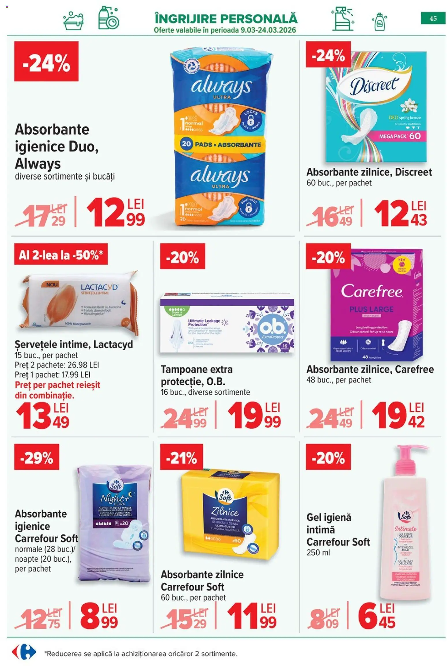 Catalog Carrefour 9 - 16 Martie 2026 | Pagina 48 | Produse: Absorbante, Tampoane