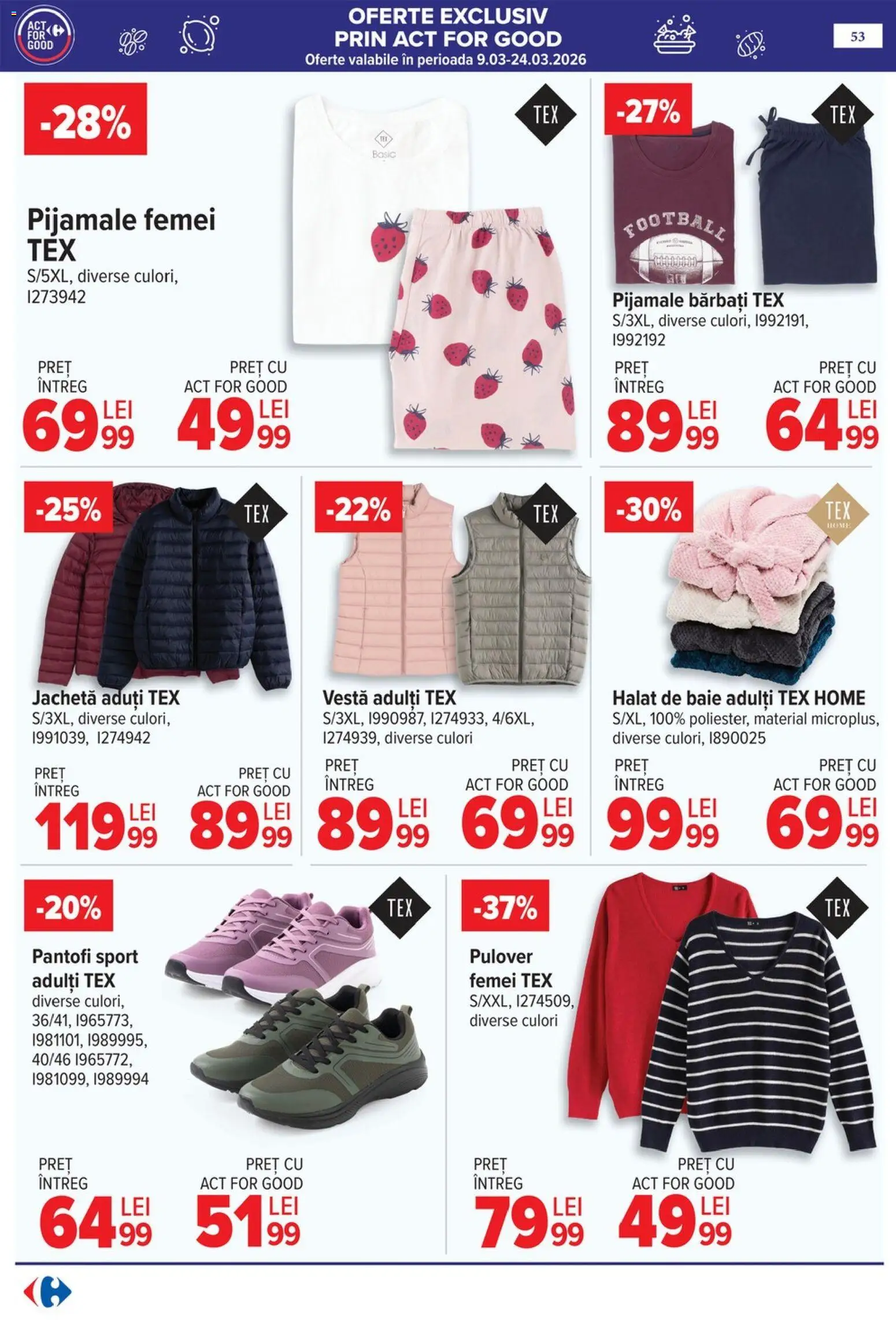 Catalog Carrefour 9 - 16 Martie 2026 | Pagina 56 | Produse: Jachetă, Pantofi, Pijamale, Halat de baie
