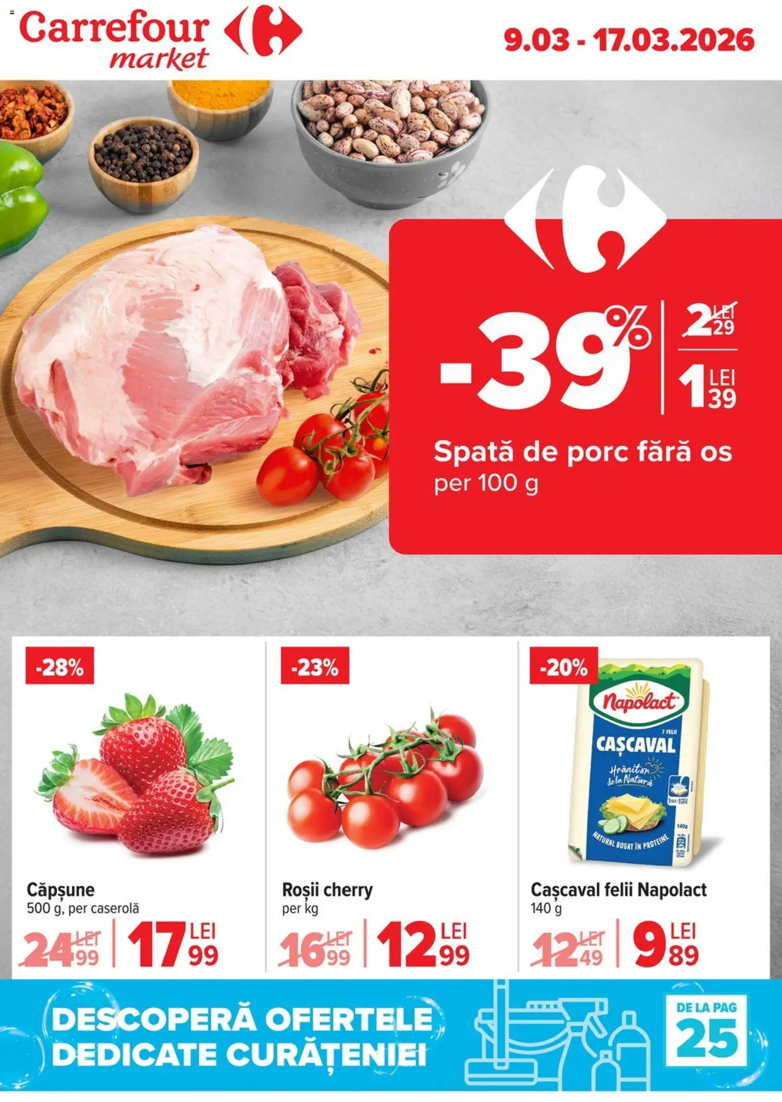 Catalog Carrefour 9 - 16 Martie 2026 | Pagina 1 | Produse: Masaüstü kılıfı, Cașcaval, Roșii