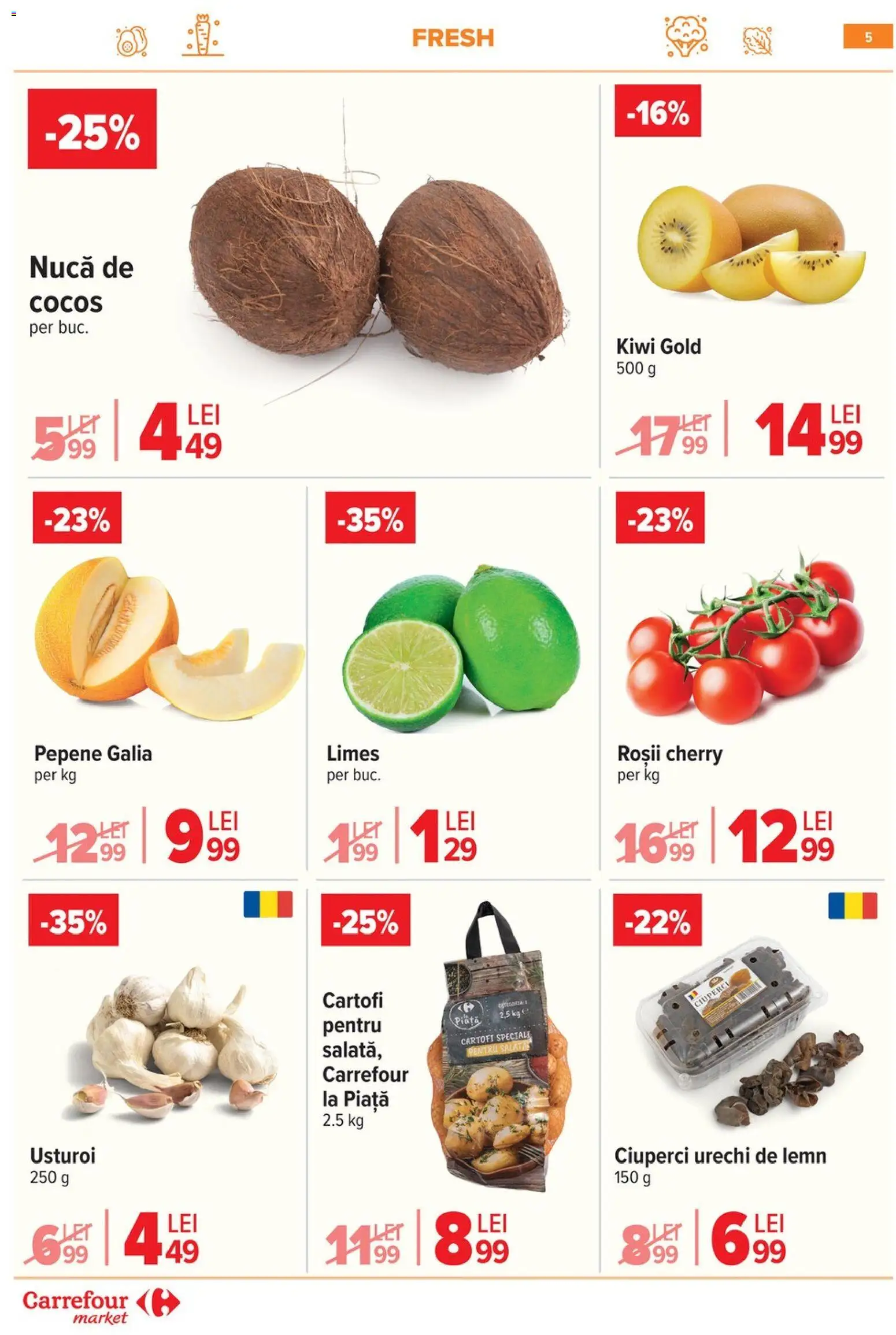 Catalog Carrefour 9 - 16 Martie 2026 | Pagina 8 | Produse: Ciuperci, Kiwi, Cartofi, Usturoi