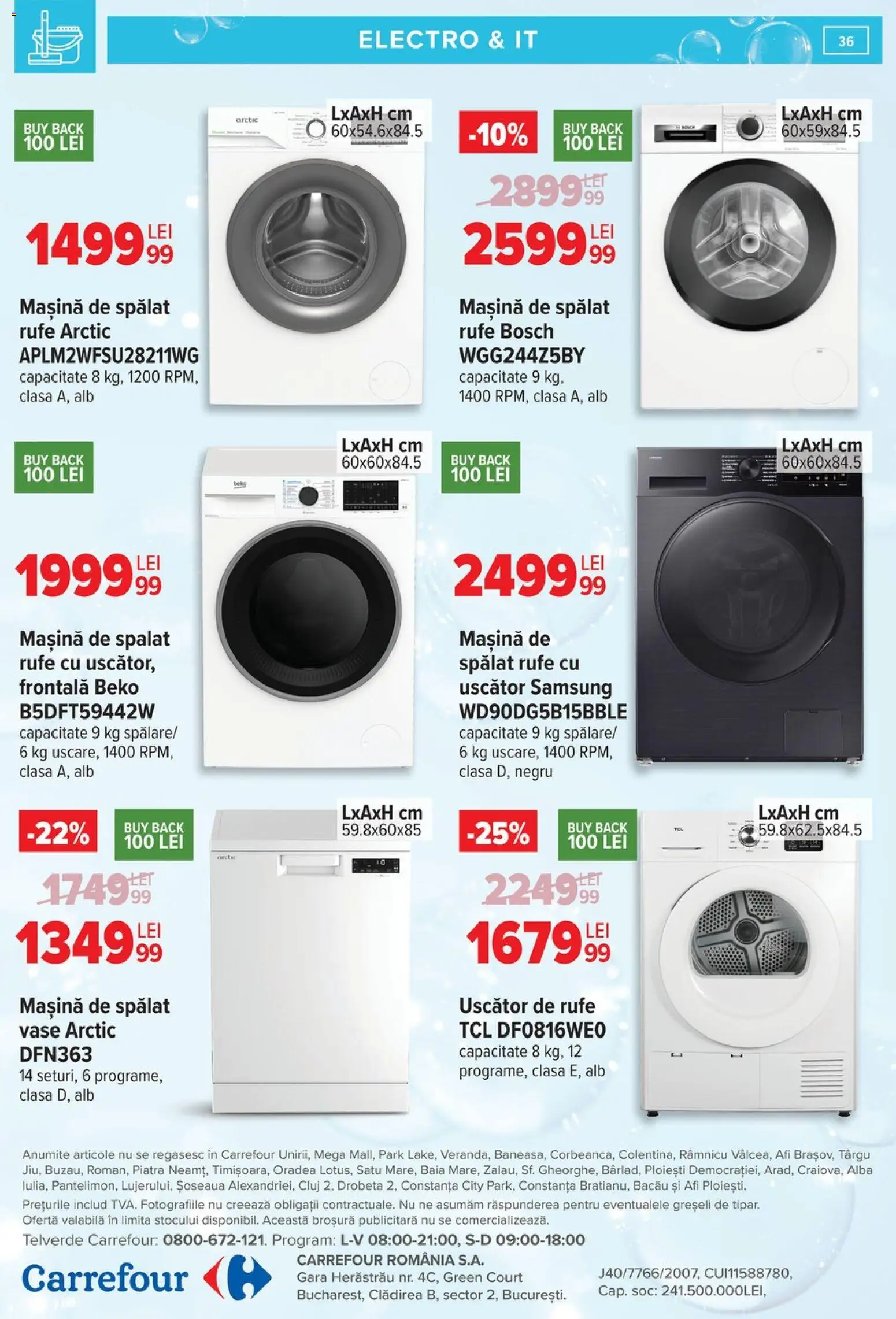 Catalog Carrefour 9 - 23 Martie 2026 | Pagina 36 | Produse: Mașină De Spălat, Uscător