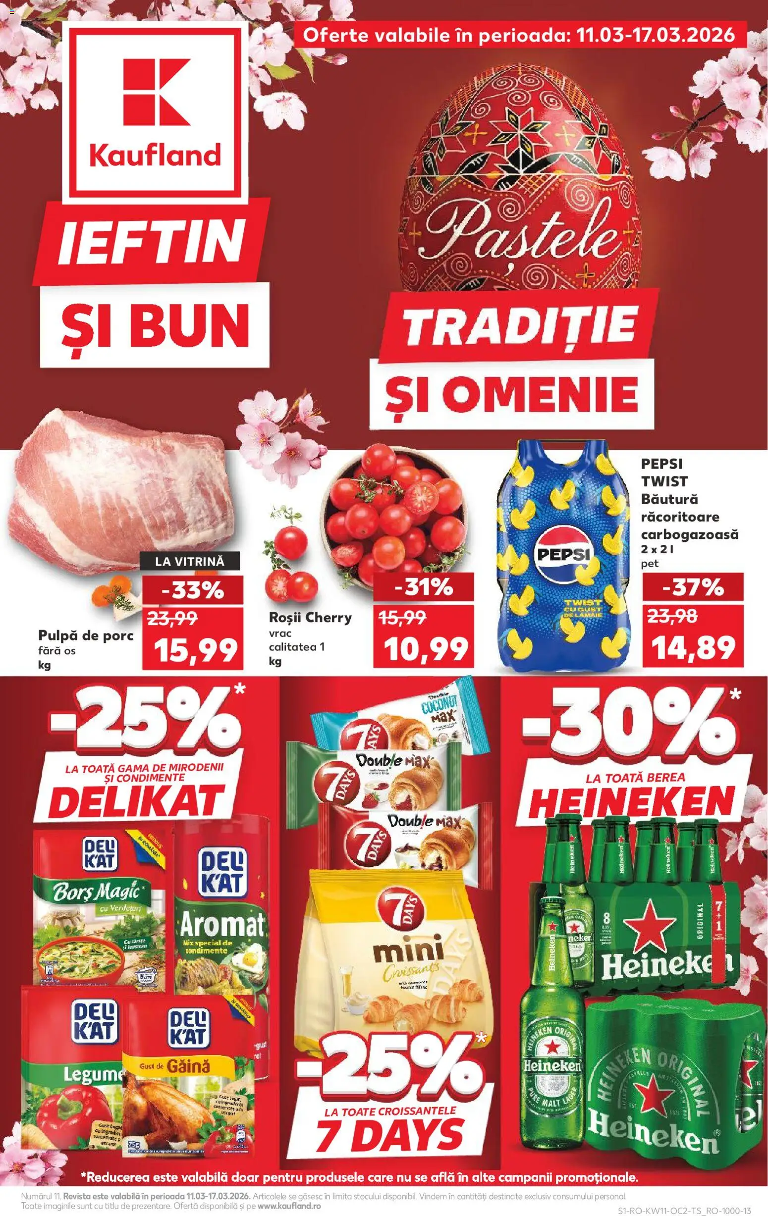 Catalog Kaufland 11 - 16 Martie 2026 | Pagina 1 | Produse: Vitrină, Bere, Roșii, Condimente