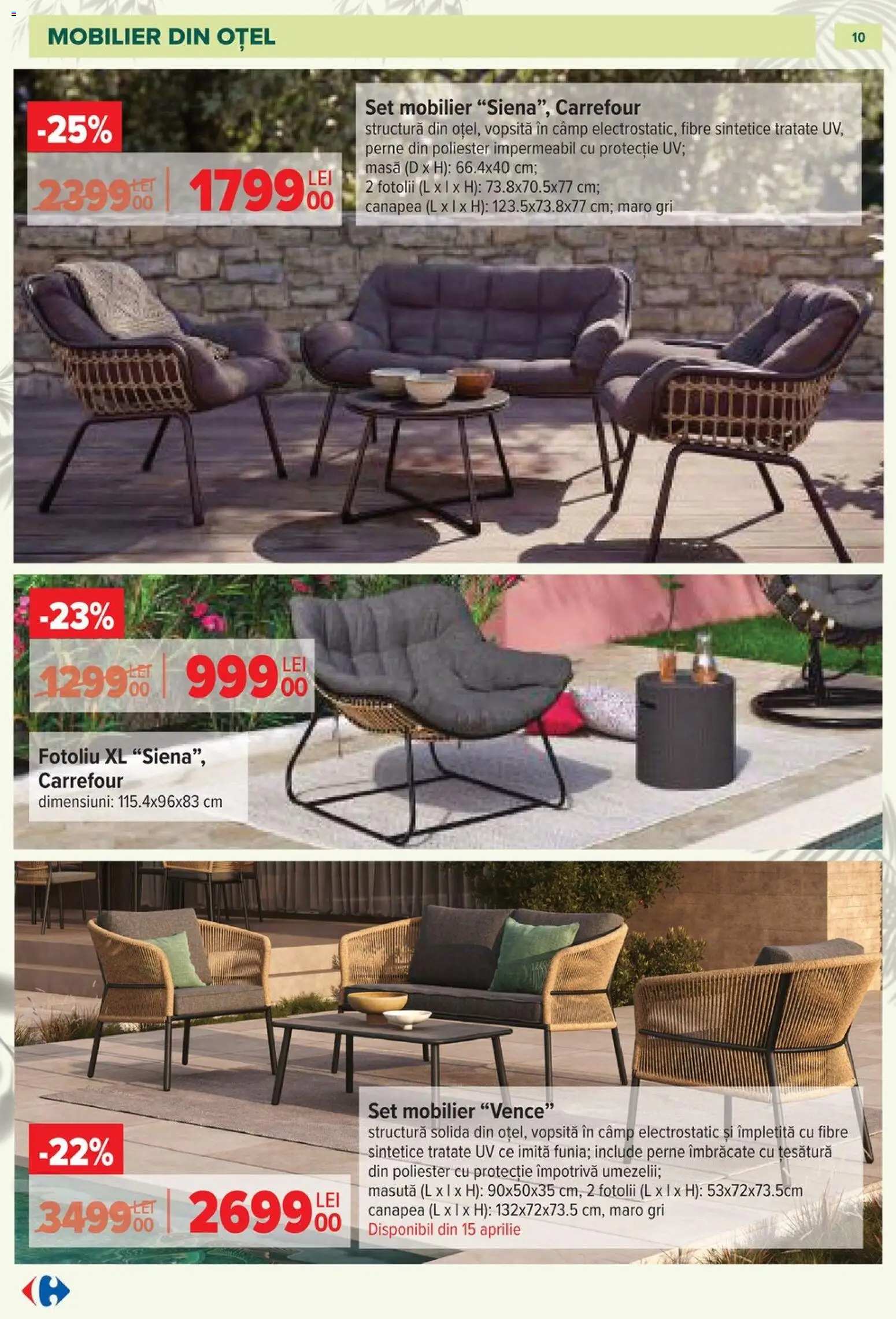 Catalog Carrefour 11 Martie - 11 Mai 2026 | Pagina 10 | Produse: Fotoliu, Canapea, Masă