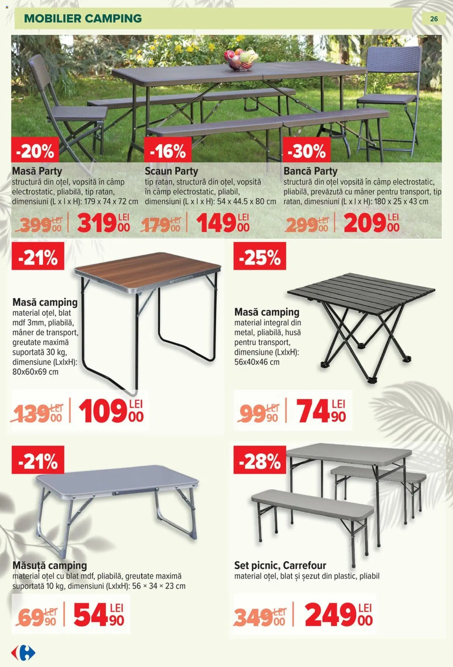 Catalog Carrefour 11 Martie - 11 Mai 2026 | Pagina 26 | Produse: Mâner, Masă, Scaun, Bancă